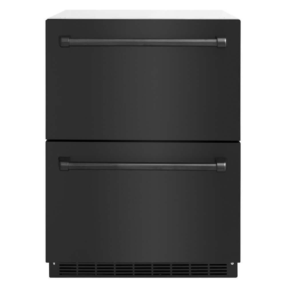 ZLINE 24-Inch Touchstone 168 Can Outdoor Rated Dual Refrigerator Drawer with Black Stainless Steel Doors - Perfect for Outdoor Kitchens, Patios, and Entertaining Areas (RDSO BS 24)