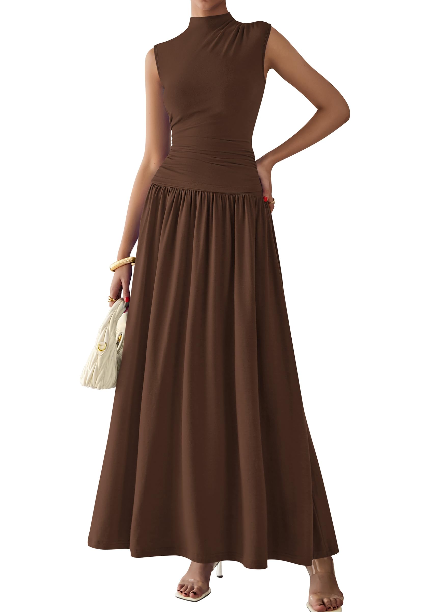 PRETTYGARDEN Women's 2 Piece Skirt Set - Summer Ruched Tank Top & Ruffle Maxi Skirt Outfit for Wedding Guest, Beach Vacation, and Date Night | 2025 Fashion Trend