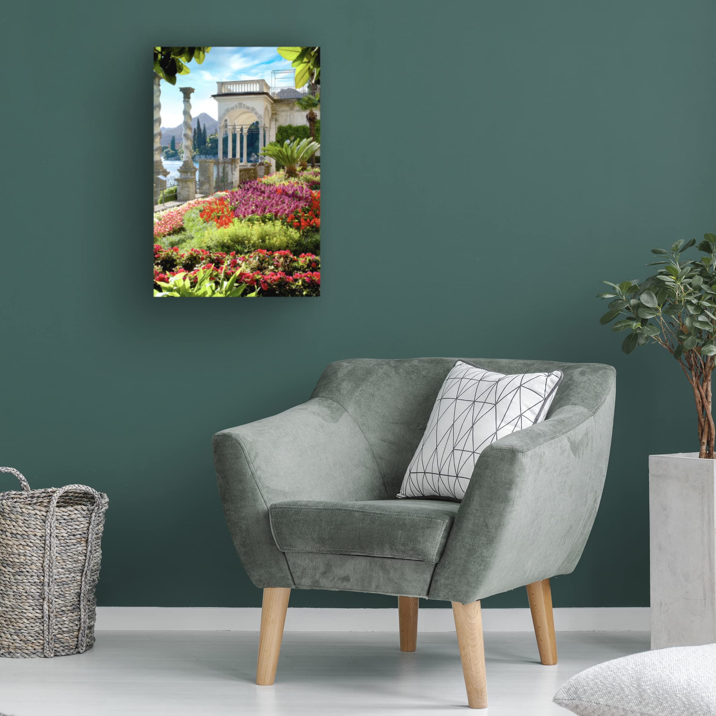Trademark Fine Art 'Giardino sul Lago 4' Canvas Wall Art by Alan Blaustein - Italian Lake Garden Painting for Living Room, Bedroom & Office Decor