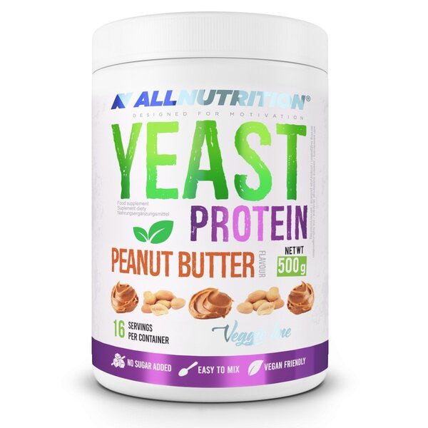 Allnutrition Yeast Protein Peanut Butter 500g - High Protein Vegan Spread for Fitness, Baking & Healthy Snacks - Perfect for Smoothies, Toast & Protein Shakes