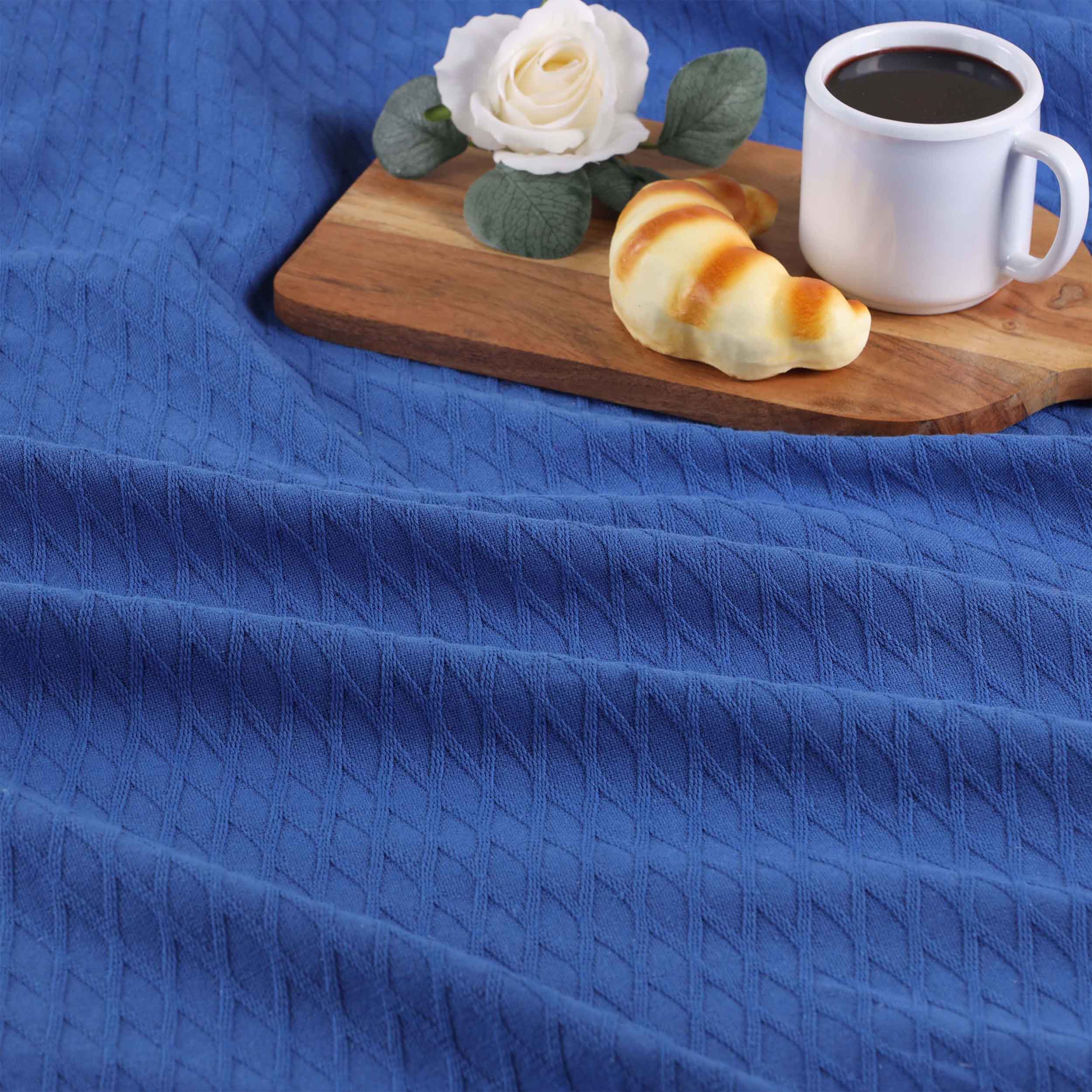 Premium Cotton All-Season Diamond Pattern Bed Blanket & Sofa Throw - Soft Cozy Blanket for Bedroom, Living Room, Travel and Gift Giving