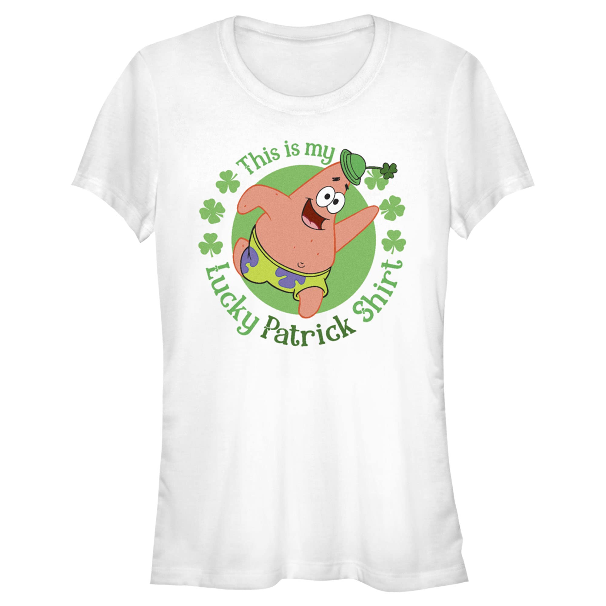 Junior's Spongebob Squarepants St. Patrick's Day Lucky Patrick Graphic T-Shirt for Kids | Fun Holiday Outfit for Parties & Celebrations