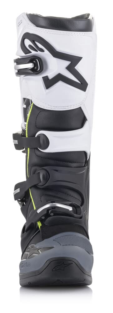 Alpinestars Tech 5 Motorcycle Boots for Men - Black/Dark Grey/White - Size 8 US - Durable Off-Road Riding Boots for Motocross & Enduro Racing