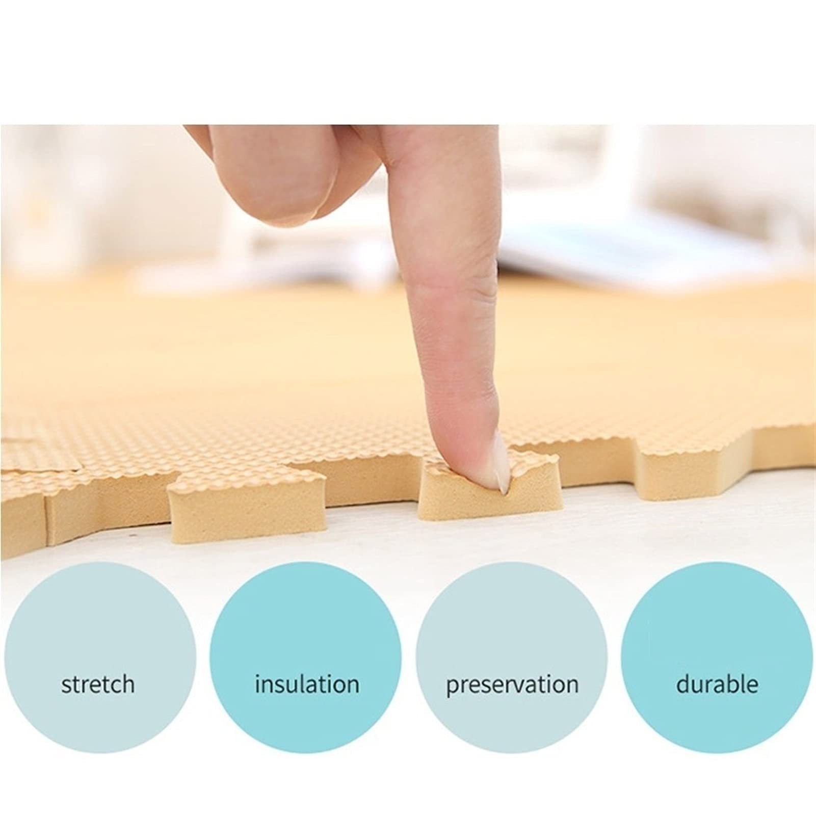 Non-Toxic Interlocking Foam Floor Mats for Kids - 32-Piece EVA Puzzle Playmat Set (30x30x1.2cm) for Playroom, Gym & Yoga - Soft, Safe & Durable in 5 Colors - Beige Option