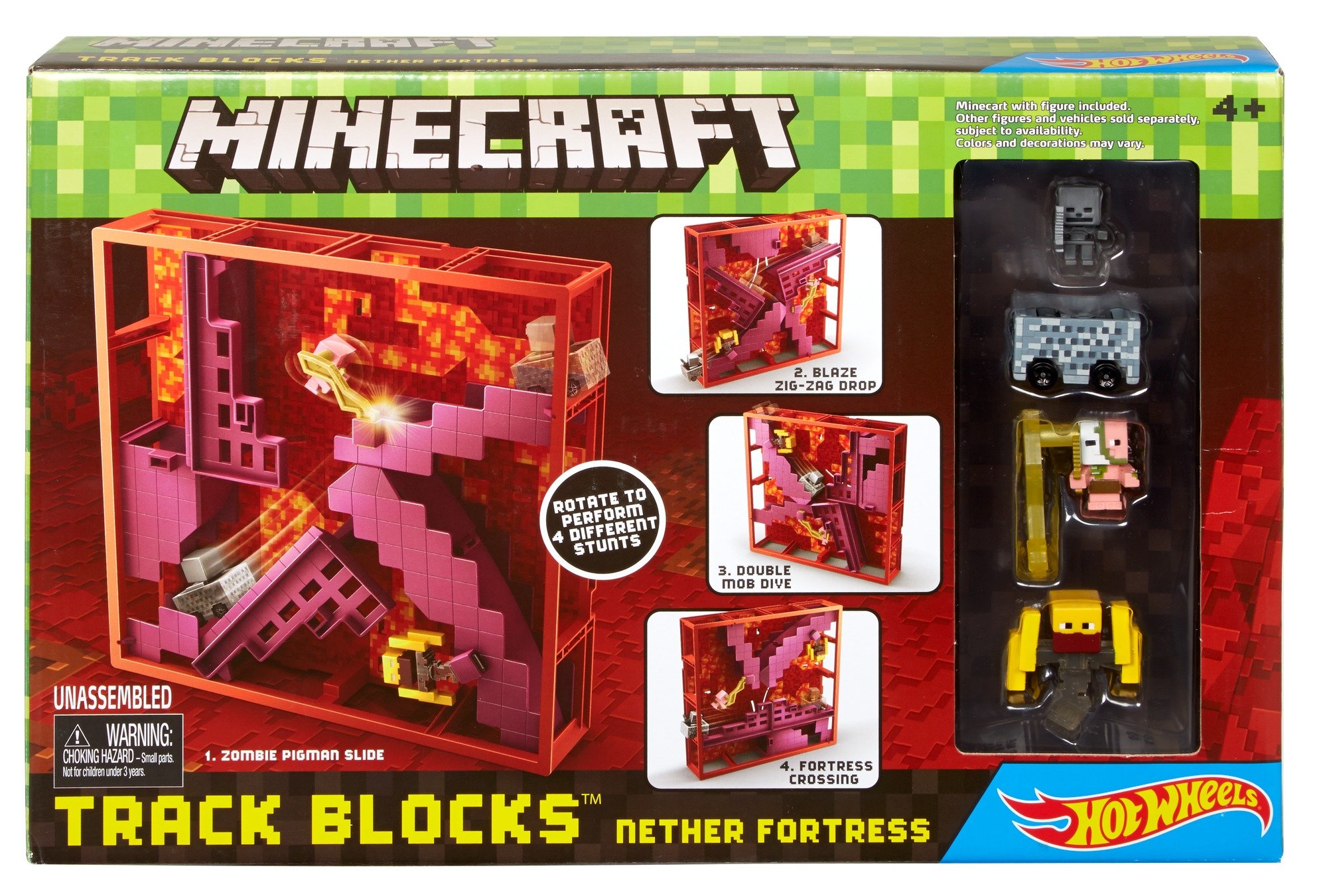 Hot Wheels Minecraft Track Blocks Nether Fortress Playset - Build & Race Toy for Kids, Collectible Die-Cast Cars with Minecraft Theme - Perfect for Creative Play, Birthday Gifts & Collector Displays