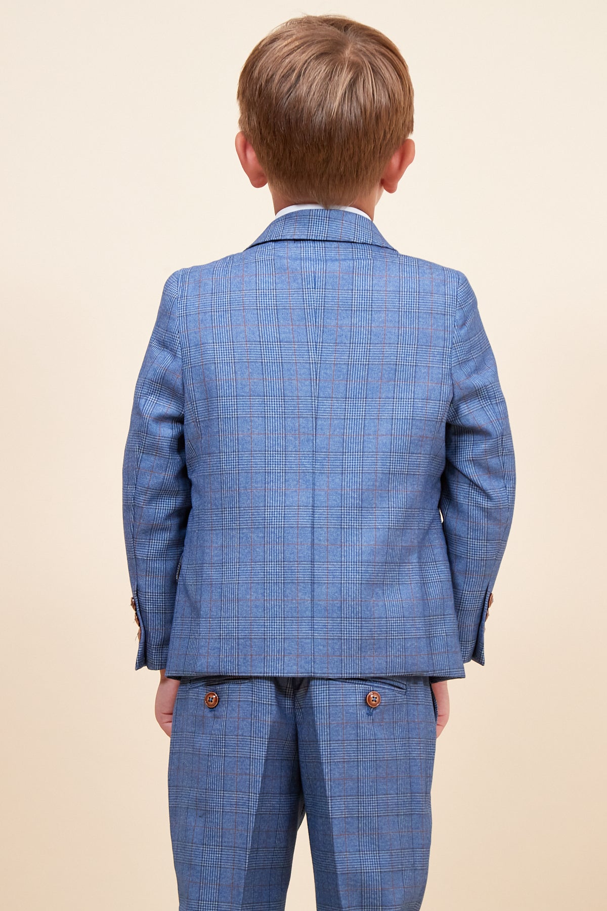 GEORGE Kids' Light Blue Checkered 3-Piece Suit Set - Formal Wear for Boys, Special Occasions & Family Photos