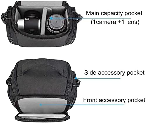 CADeN Compact Waterproof Camera Shoulder Crossbody Bag - Compatible with Nikon, Canon, Sony SLR/DSLR Mirrorless Cameras & Lenses (1.0 S, Black) - Perfect for Travel, Hiking & Outdoor Photography