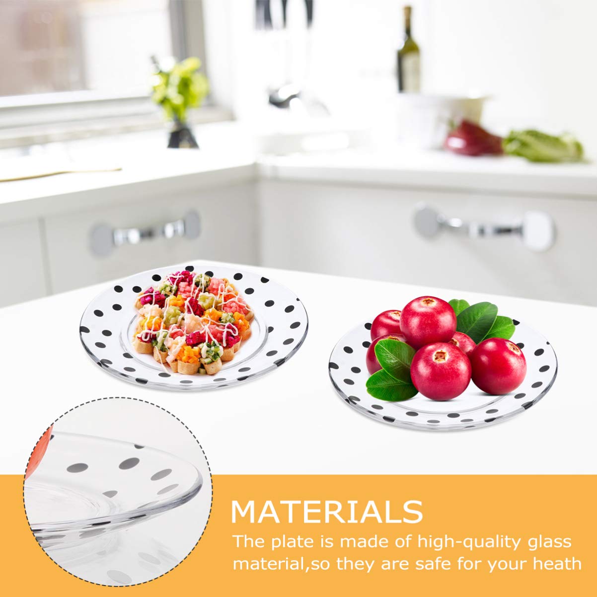 Hemoton Clear Glass Plate Set - 1PC Dot Glass Dish for Fruits, Salads, Ice Cream & Desserts | Durable & Elegant Glass Dinner Plates | Perfect for Home Dining, Parties & Restaurant Use