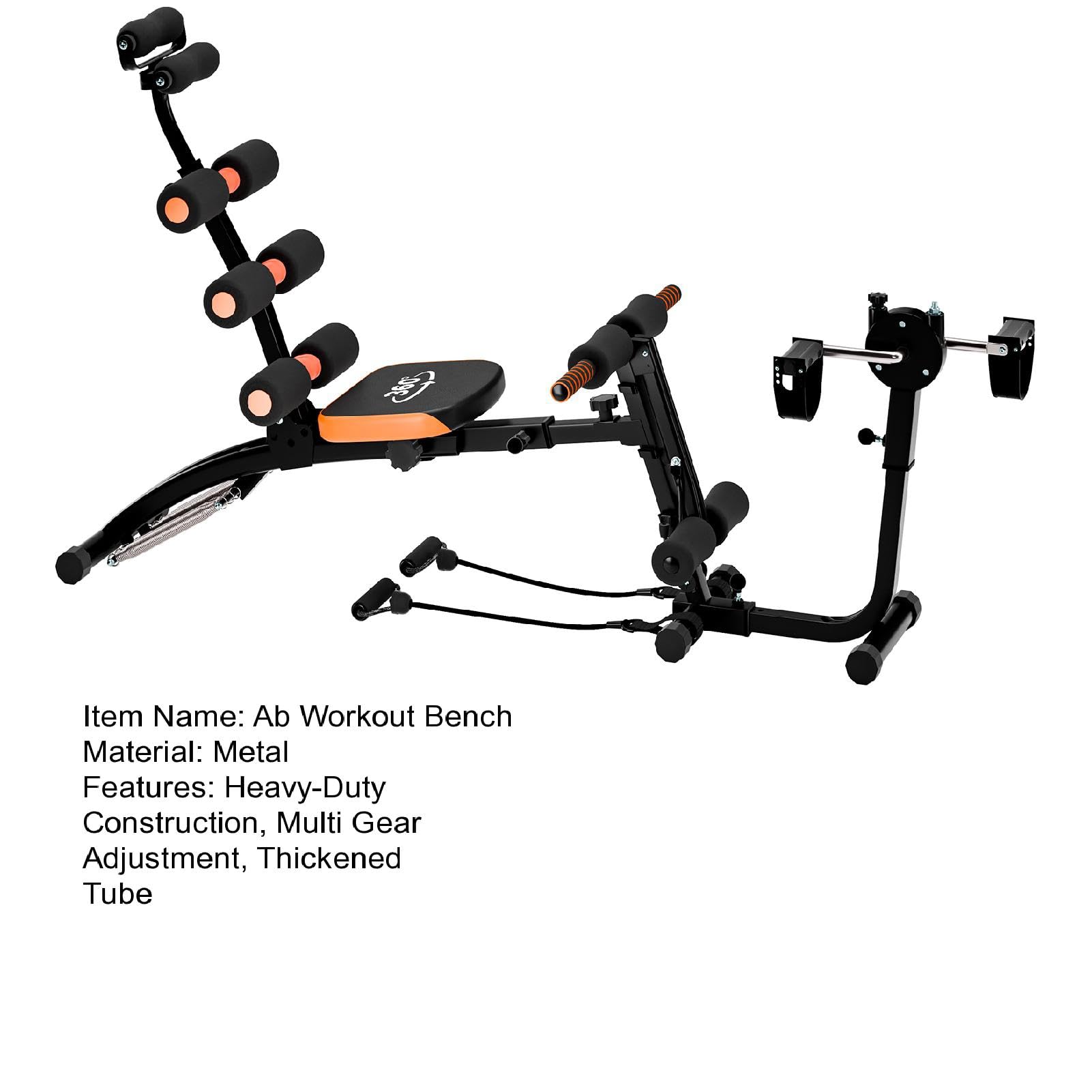 Adjustable Ab Workout Bench for Home Gym - Multi-Functional Crunch Machine & Sit Up Chair for Full Body Exercise | Perfect for Core Training, Strength Building & Home Fitness Routines (Black)