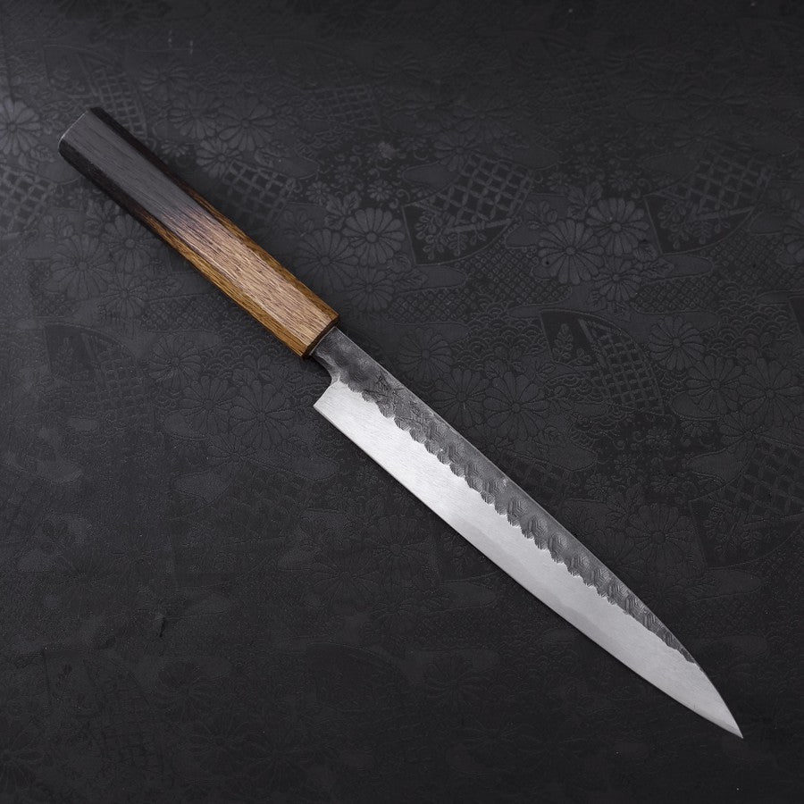 Premium Yanagiba Sushi Knife - Blue Steel #2 Kurouchi Tsuchime Finish with Urushi Handle - 210mm Japanese Chef Knife for Sushi, Sashimi & Precision Cutting - Professional Kitchen & Home Cooking Essential