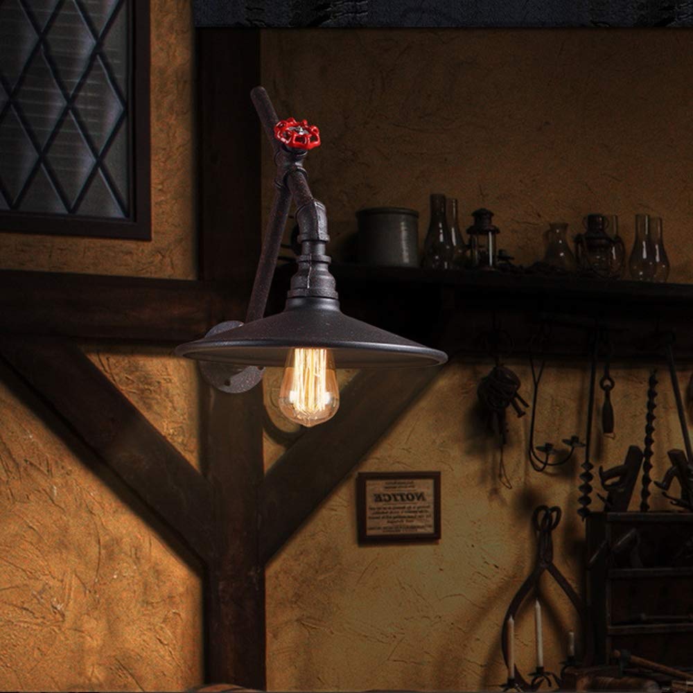 GRAWIT Industrial Pipe Wall Lamp - Vintage Loft Style Lighting for Bedroom, Staircase, Balcony, Bar & Kitchen - Perfect for Dining Room, Coffee Bar & Creating Beautiful Ambiance