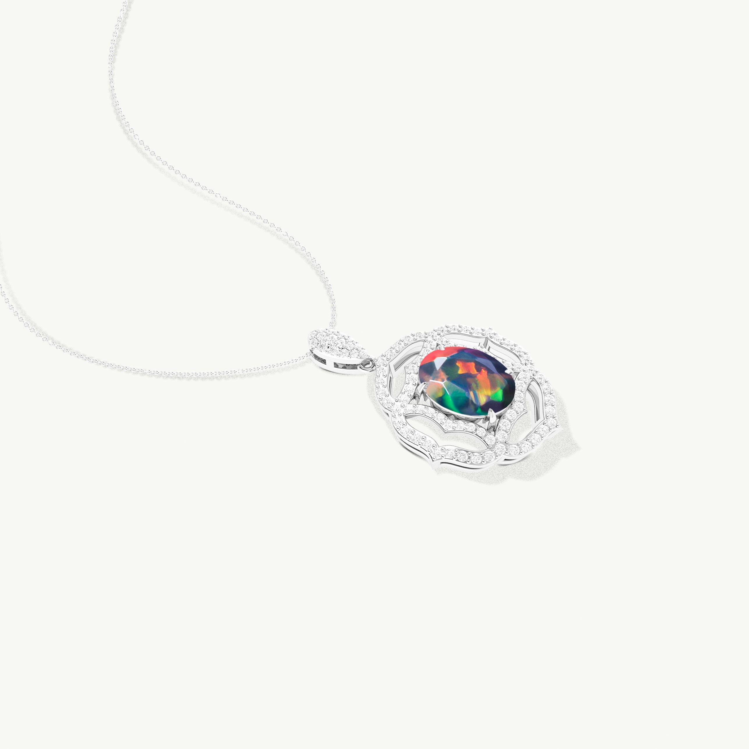 Multifire Black Opal Gemstone Charm Pendant Necklace for Women - Elegant Sterling Silver Jewelry Gift for Birthday, Anniversary & Special Occasions