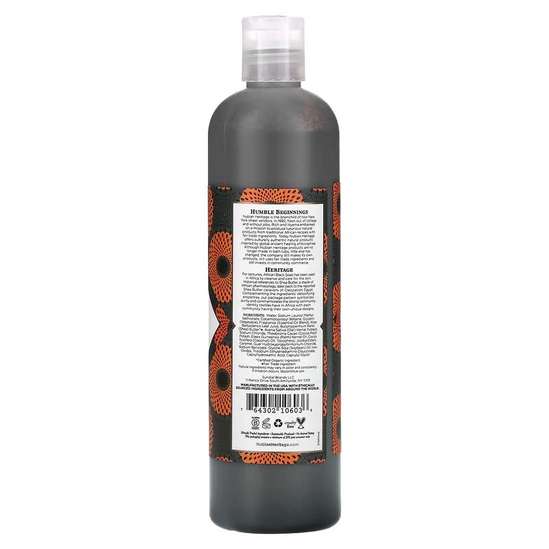 Nubian Heritage African Black Soap Body Wash - Natural & Organic Cleanser for Sensitive Skin - Perfect for Daily Shower, Bath & Spa Relaxation