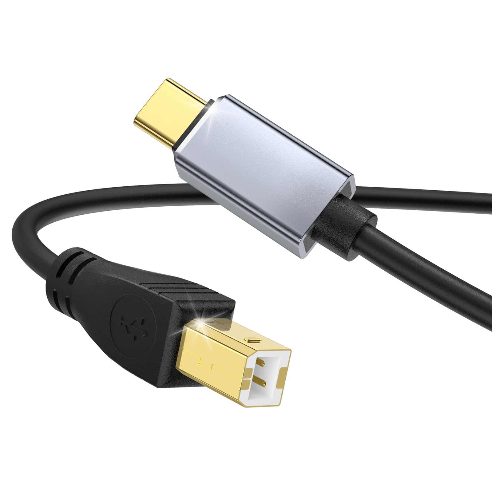 MeloAudio USB C to USB B MIDI Cable 5FT - Type C to USB 2.0 MIDI Interface Adapter for Keyboard Controller, Audio Interface, iPad, Samsung, MacBook, Laptop - Perfect for Music Production & Live Performance