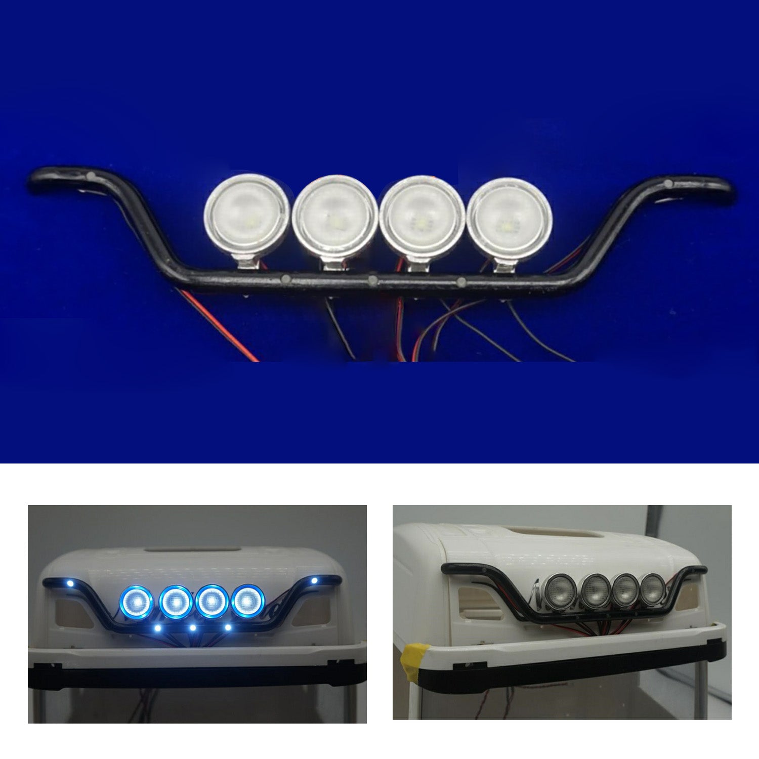 1/14 Scale RC Tractor Truck Aluminum LED Light Bar - Compatible with 56323, 56371, 770S, R620, R730, 1851 Remote Control Cars - DIY Model Accessories for Night Crawling & Off-Road Racing