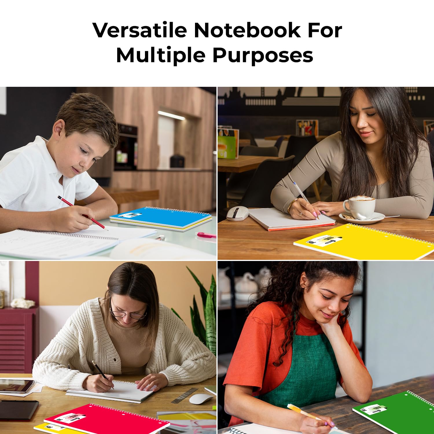 36 Pack 3 Subject Spiral Notebooks - Wide Ruled, Thick Paper, 300 Pages (150 Sheets), 8 x 10.5 Inch - Bulk School Supplies for Students, Teachers & Office Use | Perfect for Note Taking, Journaling & Homework Organization