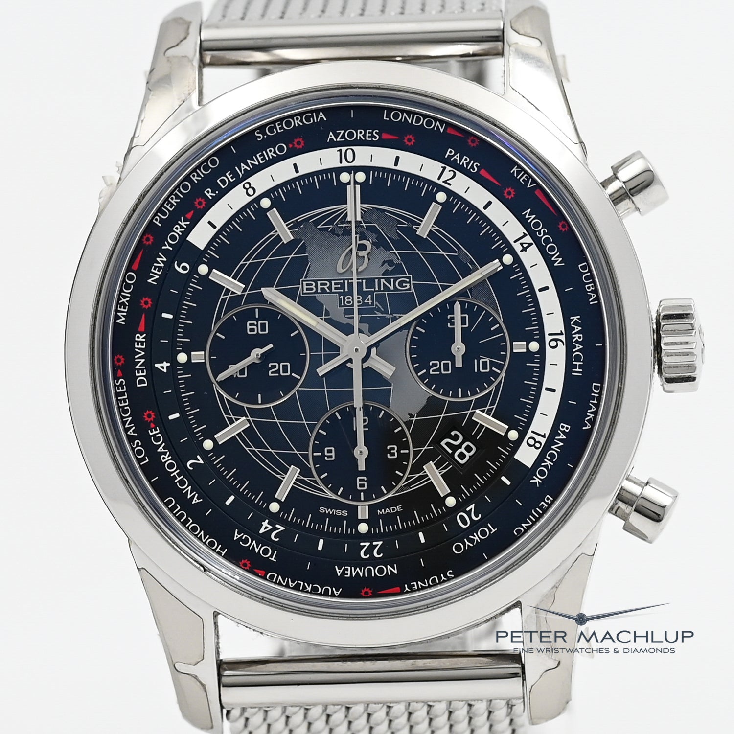 Breitling Transocean Unitime Chronograph Watch - Luxury Swiss Automatic Timepiece with World Time Function - Perfect for Business Travelers & Watch Collectors
