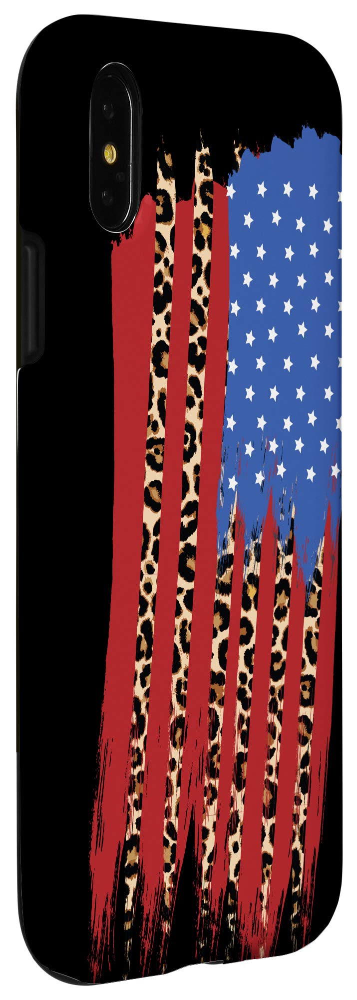 iPhone X/XS American Flag Patriotic Phone Case - Women's Leopard Print Design | Perfect Gift for Independence Day, Memorial Day & Everyday Use