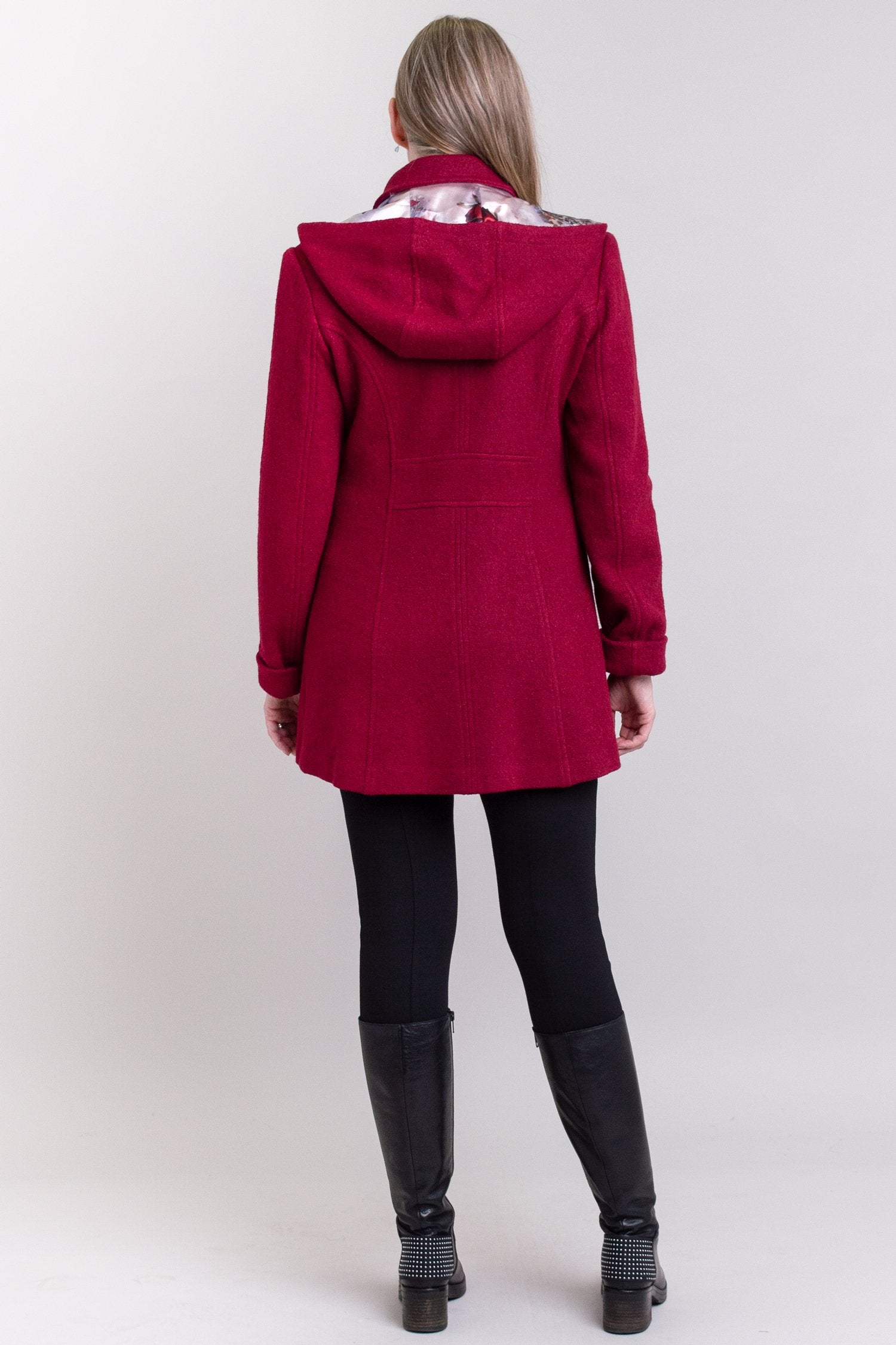 Gemma Coat Women's Burgundy Wool Overcoat - Elegant Winter Outerwear for Office, Dating & Special Occasions