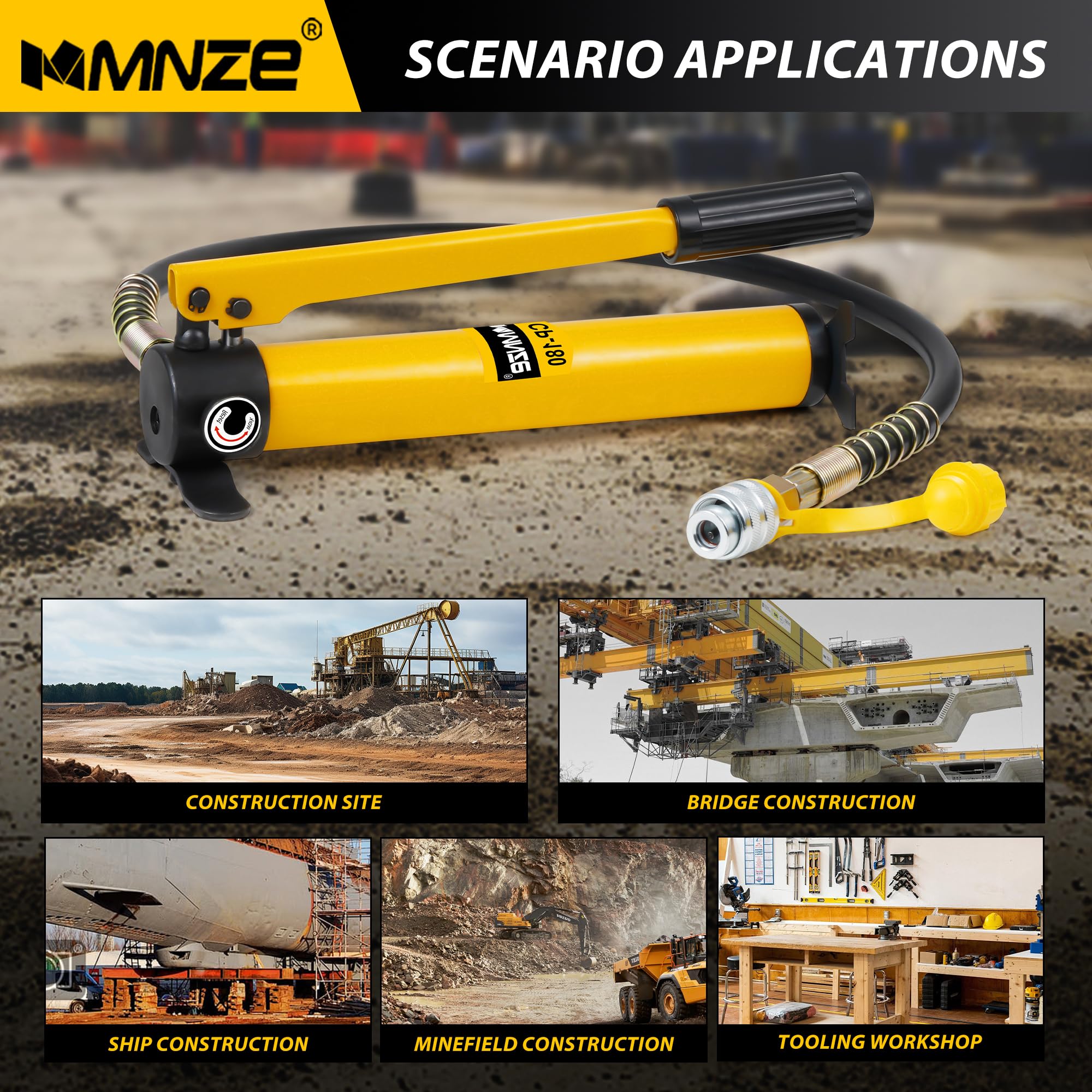 CP-180 High Pressure Hydraulic Hand Pump - Portable Manual Hydraulic Pump for Lifting Cylinders & Jacks | Ideal for Automotive Repair, Construction & Industrial Applications