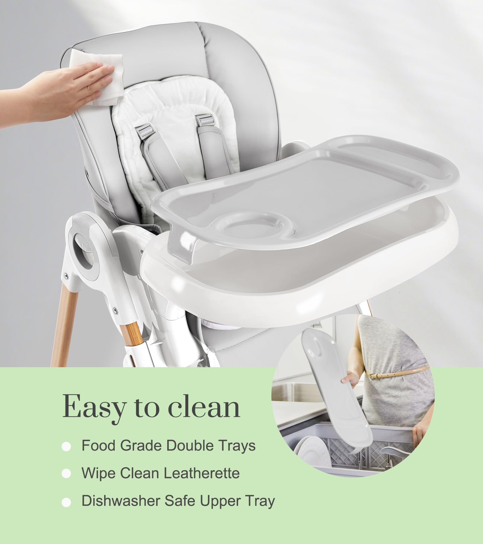 Convertible High Chairs for Babies & Toddlers - Adjustable Height Baby Dining Chair with Removable Tray, Reclining Backrest & Footrest | Portable Infant Highchair with Locking Wheels for Home, Restaurant & Travel Use
