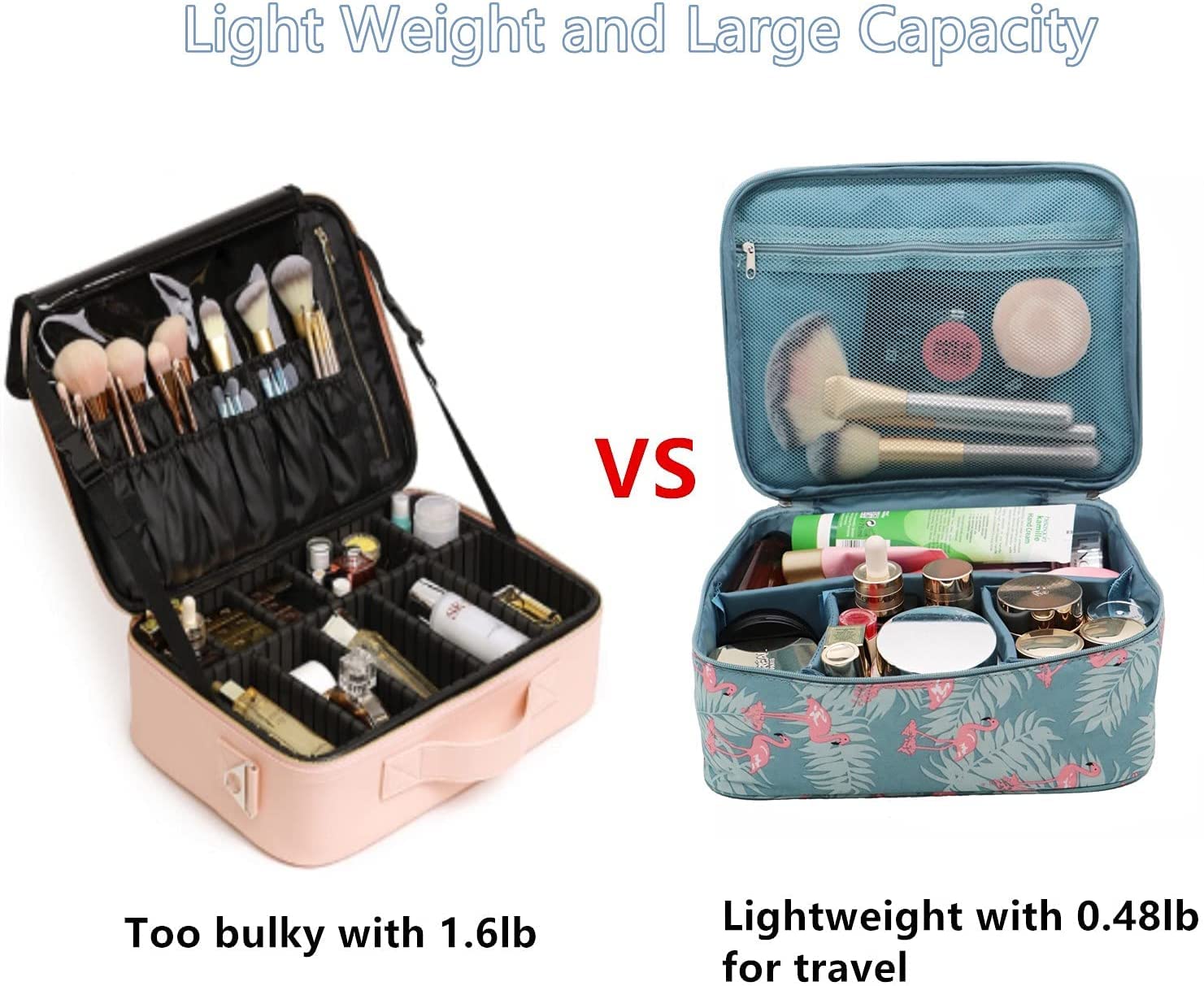Jarvis Portable Travel Makeup Bag Organizer for Women - Waterproof Cosmetic & Toiletry Storage Case with Dividers - Perfect for Travel, Gym, and Daily Use (Black Floral Design)