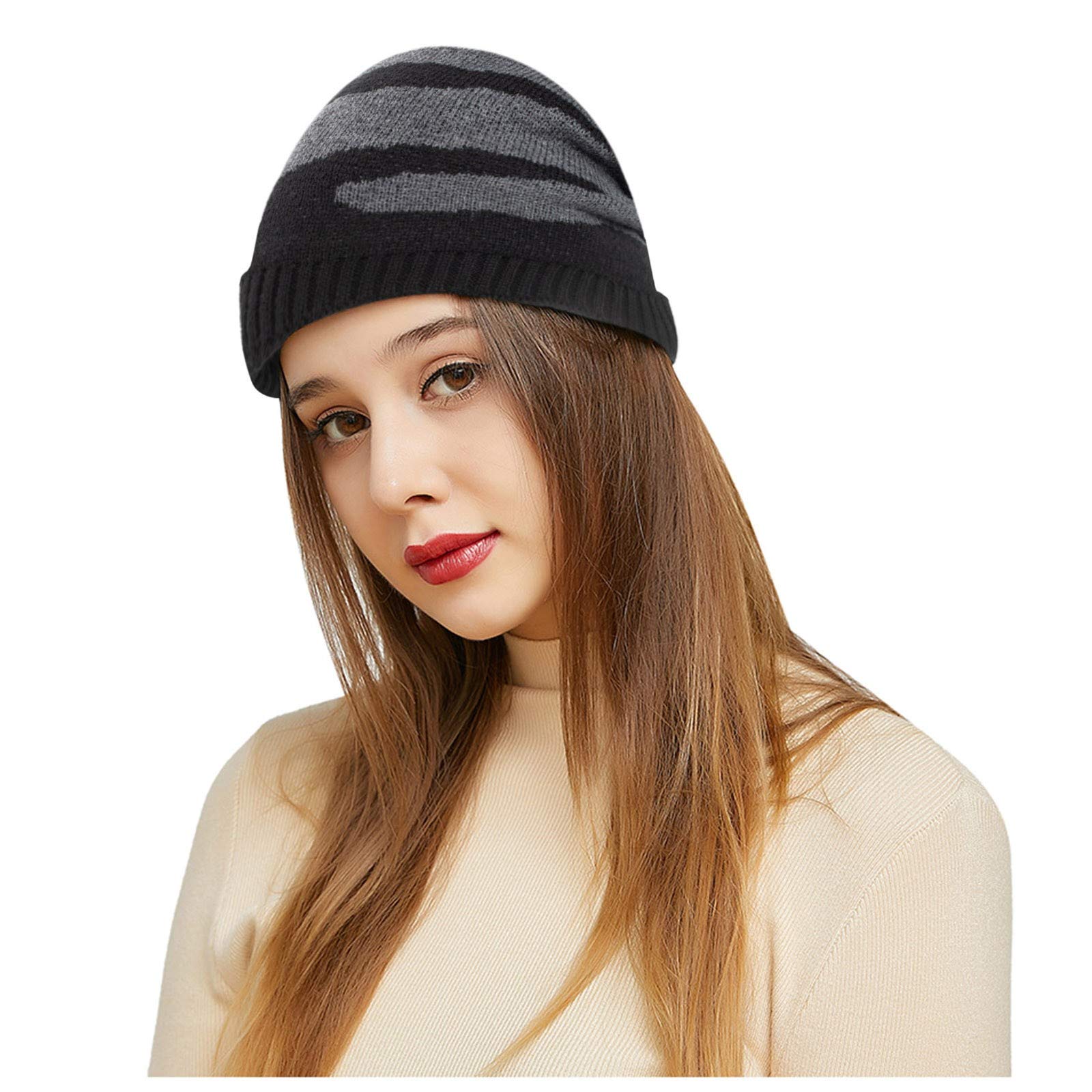 Unisex Winter Knitted Wool Hat - Warm Camouflage Plush Beanie for Men & Women - Outdoor Cold Weather Accessory for Skiing, Hiking & Daily Wear