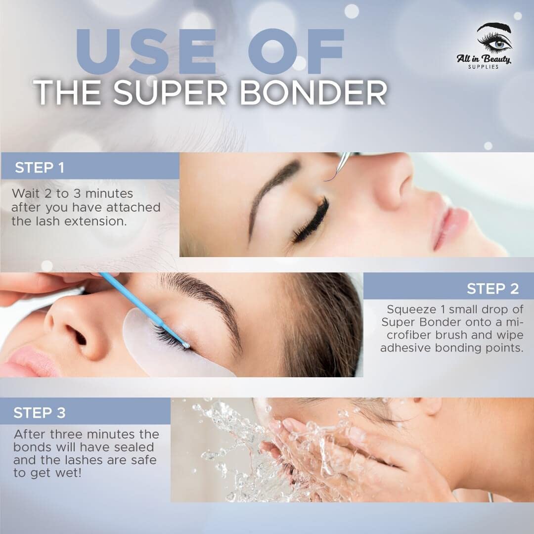 Professional Eyelash Extension Super Bonder - 15ml Lash Retention Sealant with Dropper for Mink & Cluster Lashes | Long-Lasting Adhesive for Lash Artists | Perfect for Salon & Home Use