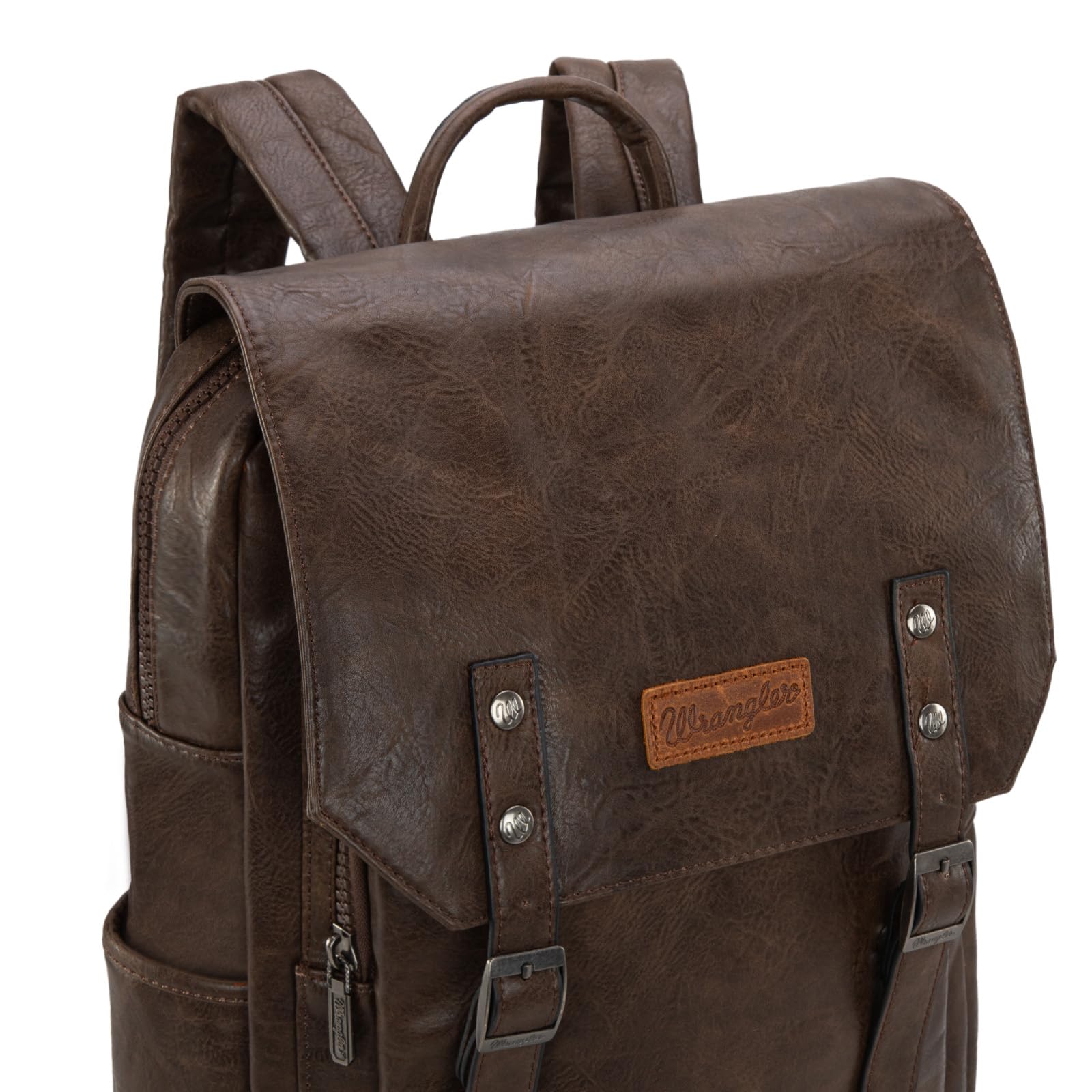 Wrangler Vegan Leather Laptop Backpack for Men & Women - Stylish Unisex Work & Travel Backpack - Perfect for Office, School & Commuting