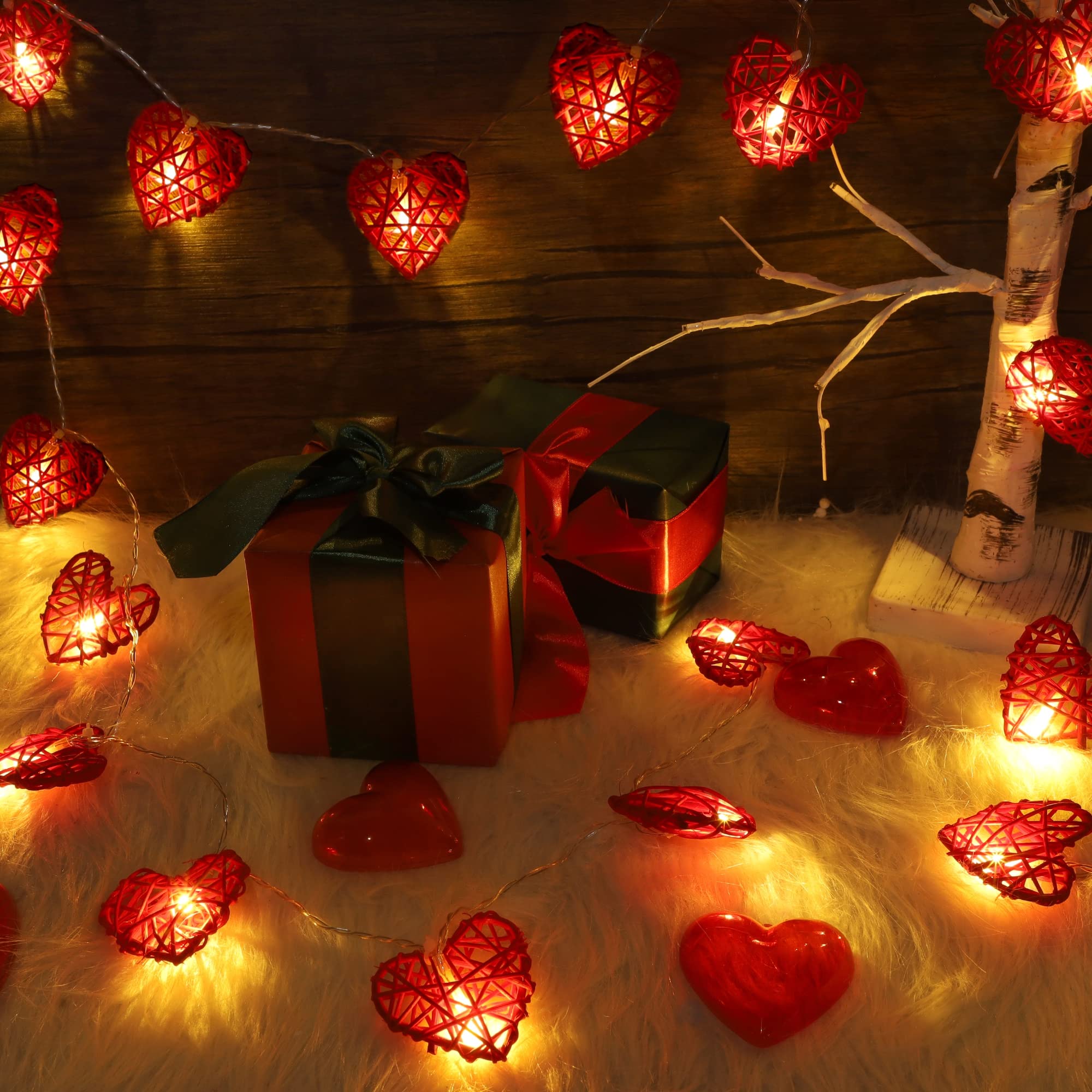 10 FT 20 LED Heart Shaped String Lights - Romantic Valentine's Day Fairy Lights with Battery & Timer for Indoor/Outdoor Decor - Perfect for Weddings, Anniversaries, Holiday Parties & Romantic Nights