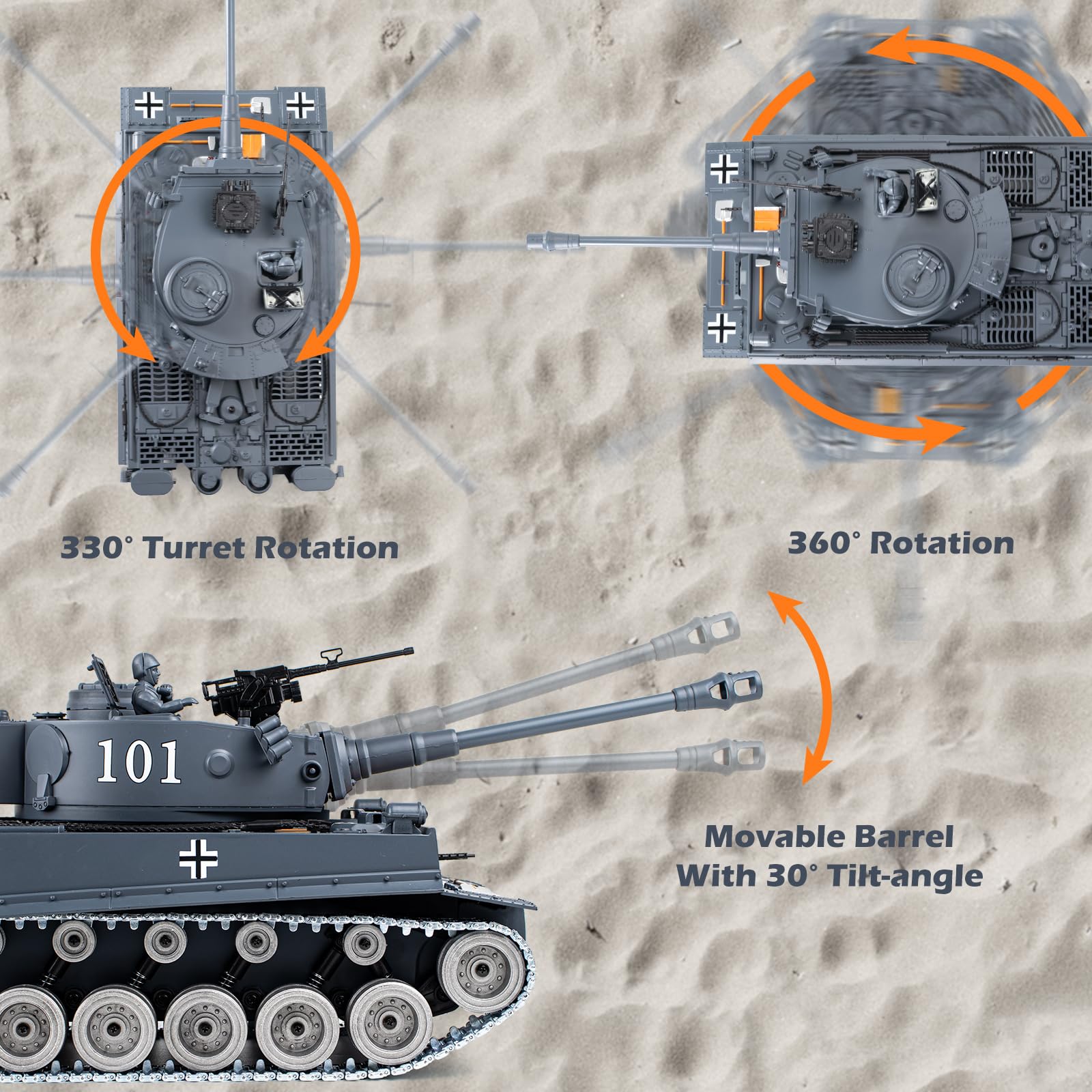 1:18 Scale German Tiger I Alloy Metal RC Tank - 2.4GHz Remote Control Military Model with Realistic Smoke, Sound & Lights | Shoots BBs & Water Bombs | Fun Battle Toy for Adults & Kids | Perfect for Outdoor Play, Backyard Battles & Collectors Display