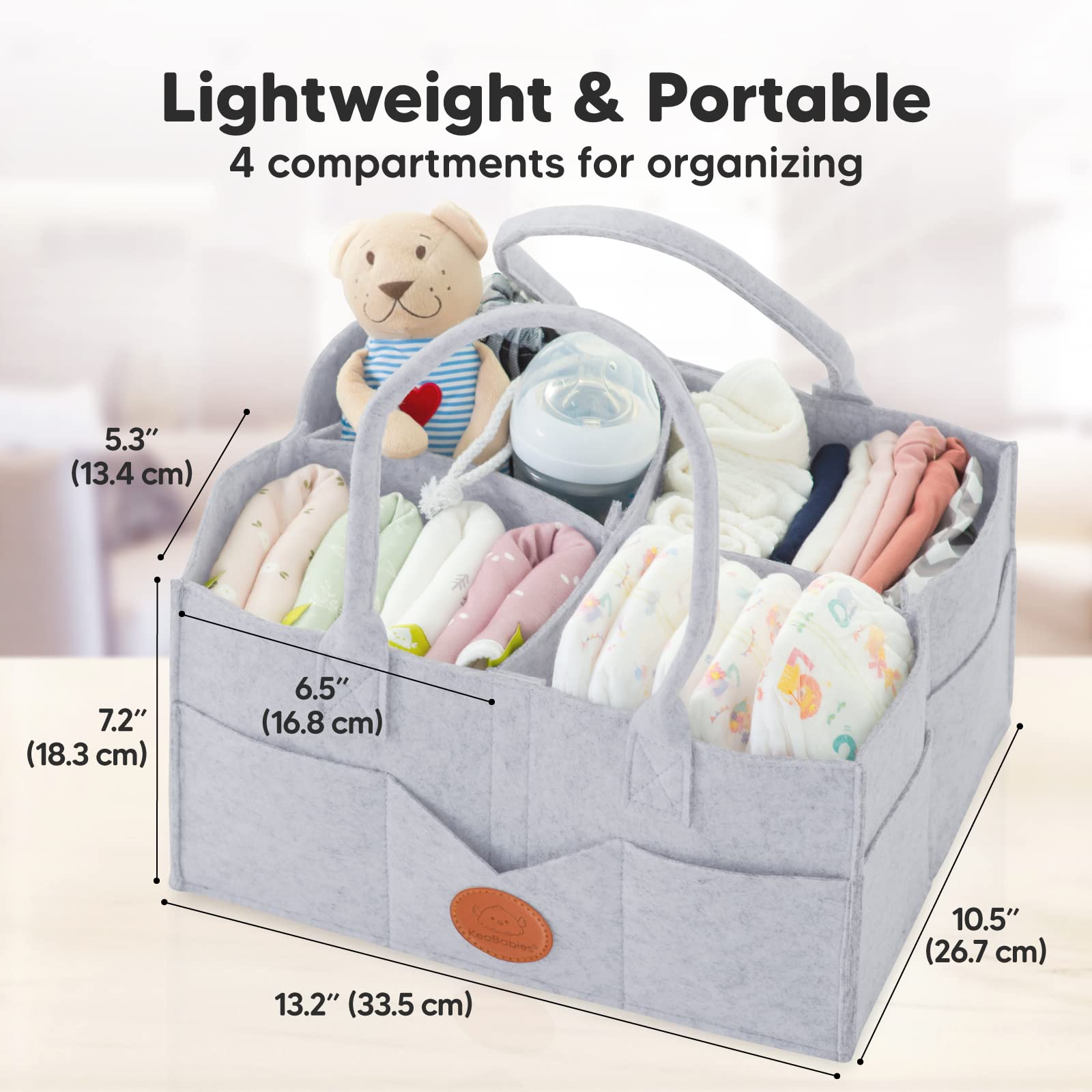 KeaBabies Baby Wrap Carrier & Diaper Caddy Organizer - Adjustable Infant Sling, Large Diaper Organizer for Changing Table - Soft & Breathable for Newborn to Toddler - Perfect for Home, Travel & On-the-Go Parenting