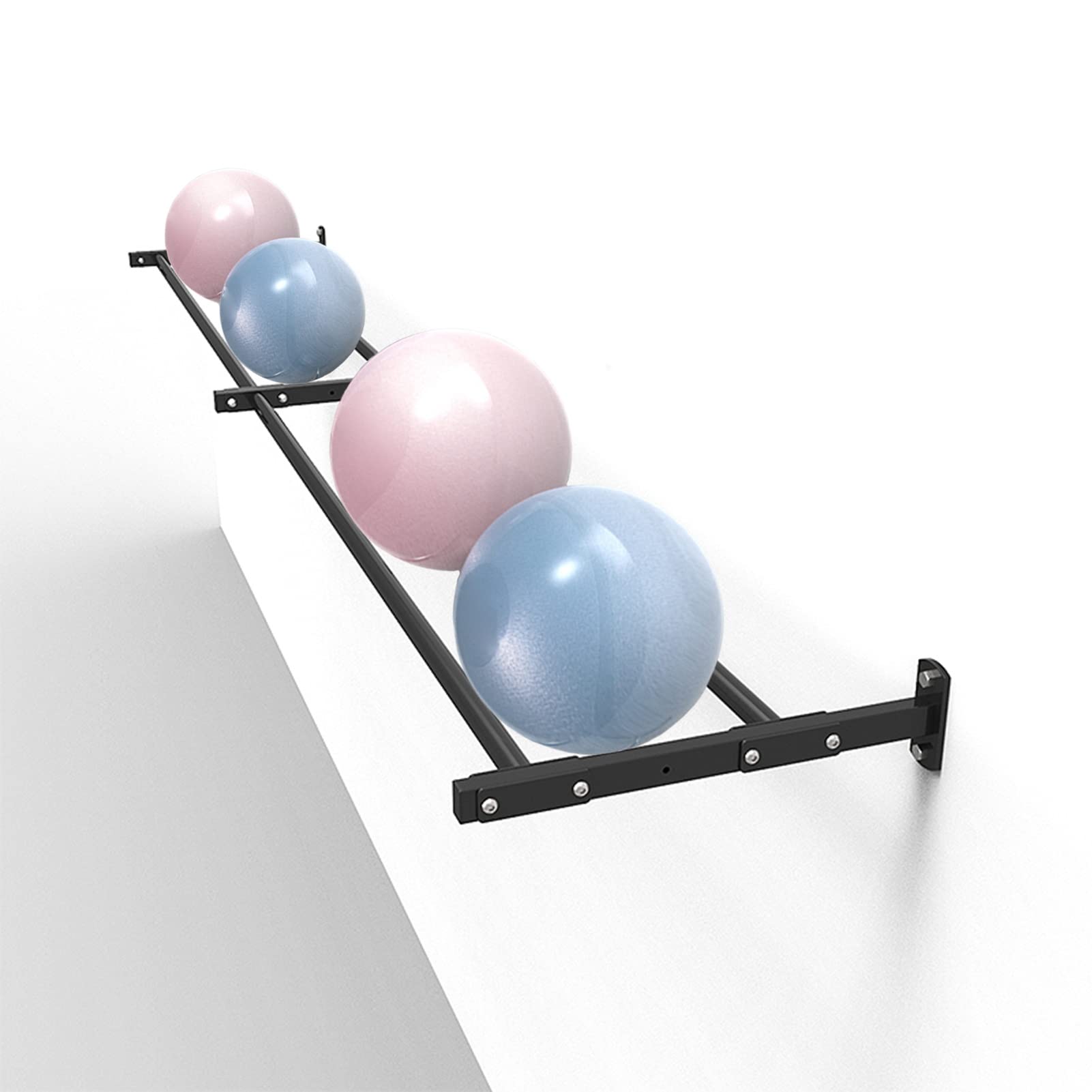ZALN Extra Large Wall Mounted Storage Rack for Yoga Balls, Exercise Balls & Stability Balls - Heavy Duty Gym Equipment Organizer with Space Saving Design - Perfect for Home Gym, Yoga Studio & Fitness Centers