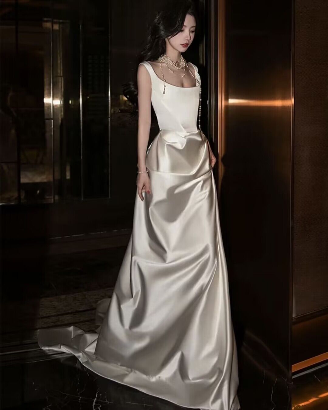 French Style White Satin A-Line Elegant Prom Dress J2843 - Perfect for Homecoming, Formal Dances & Special Occasions