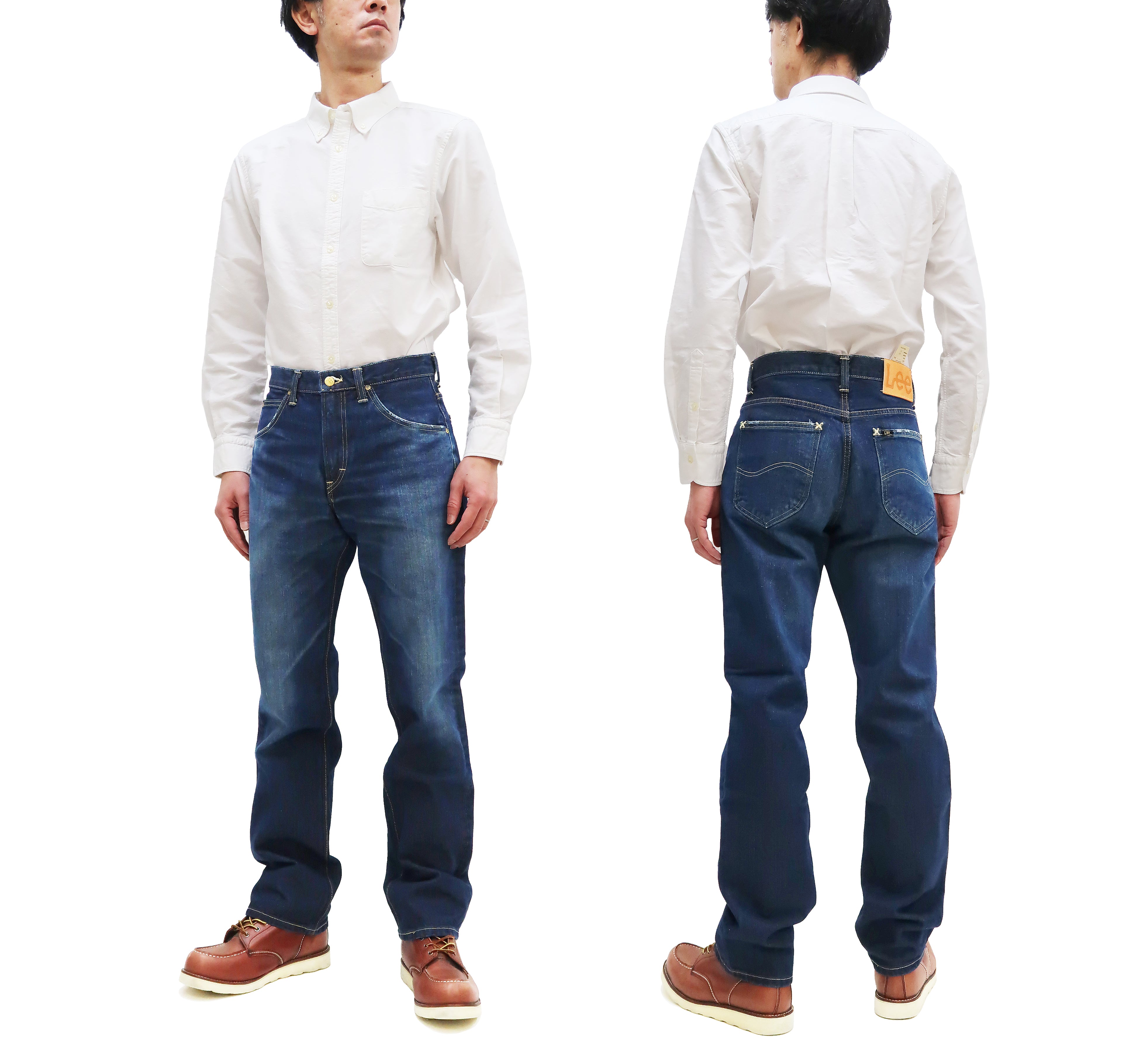 Lee Men's 101Z Regular Fit Straight Jeans - Zip Fly, Pre-Faded Blue Indigo Denim (LM8101) | Made in Japan | Perfect for Casual Wear, Office & Everyday Outfits