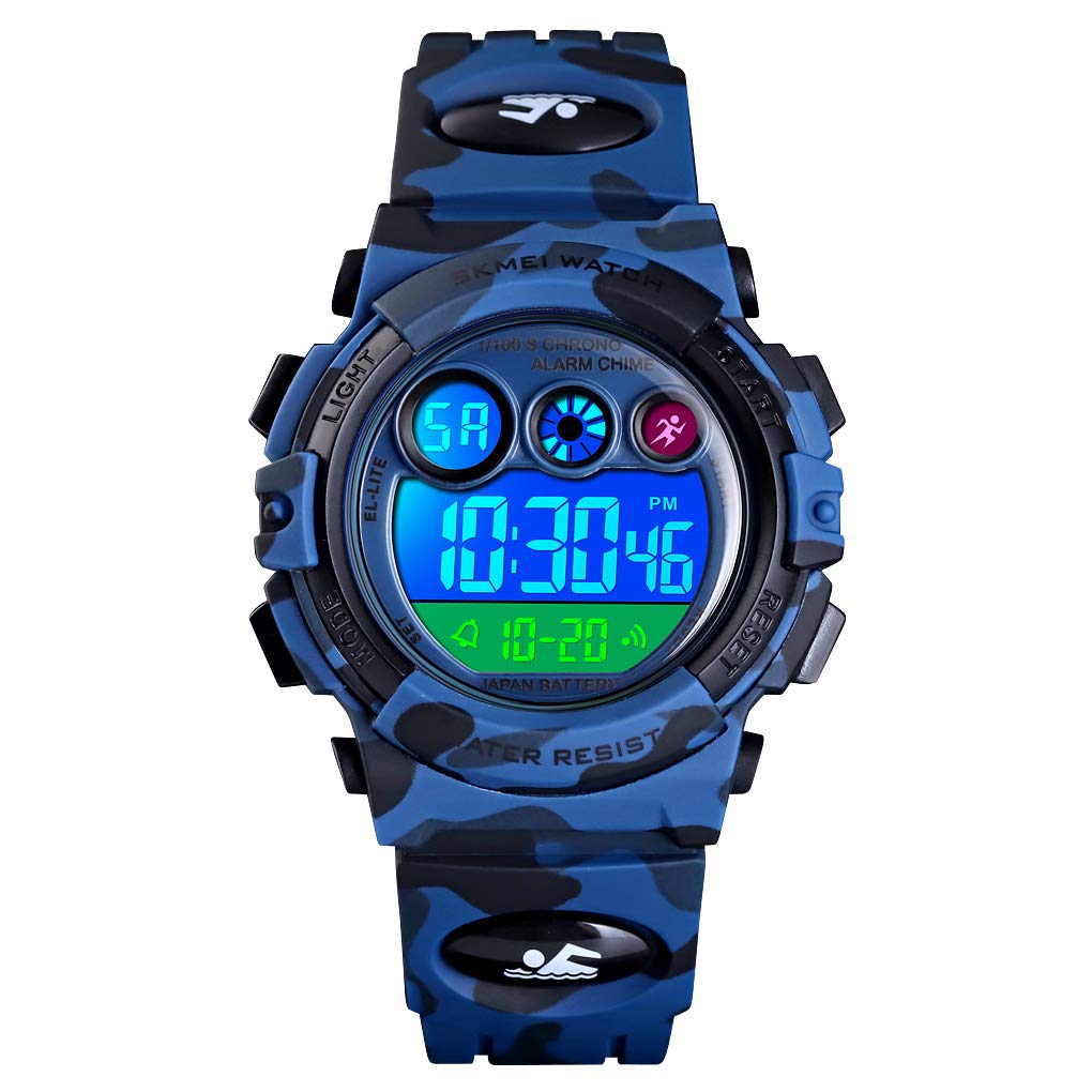 Cofuo Kids Digital Sports Watch for Boys & Girls - Waterproof Multi-Function LED Luminous Alarm Stopwatch Wristwatch with 7 Color Options | Perfect for Outdoor Activities, School, Sports & Daily Use