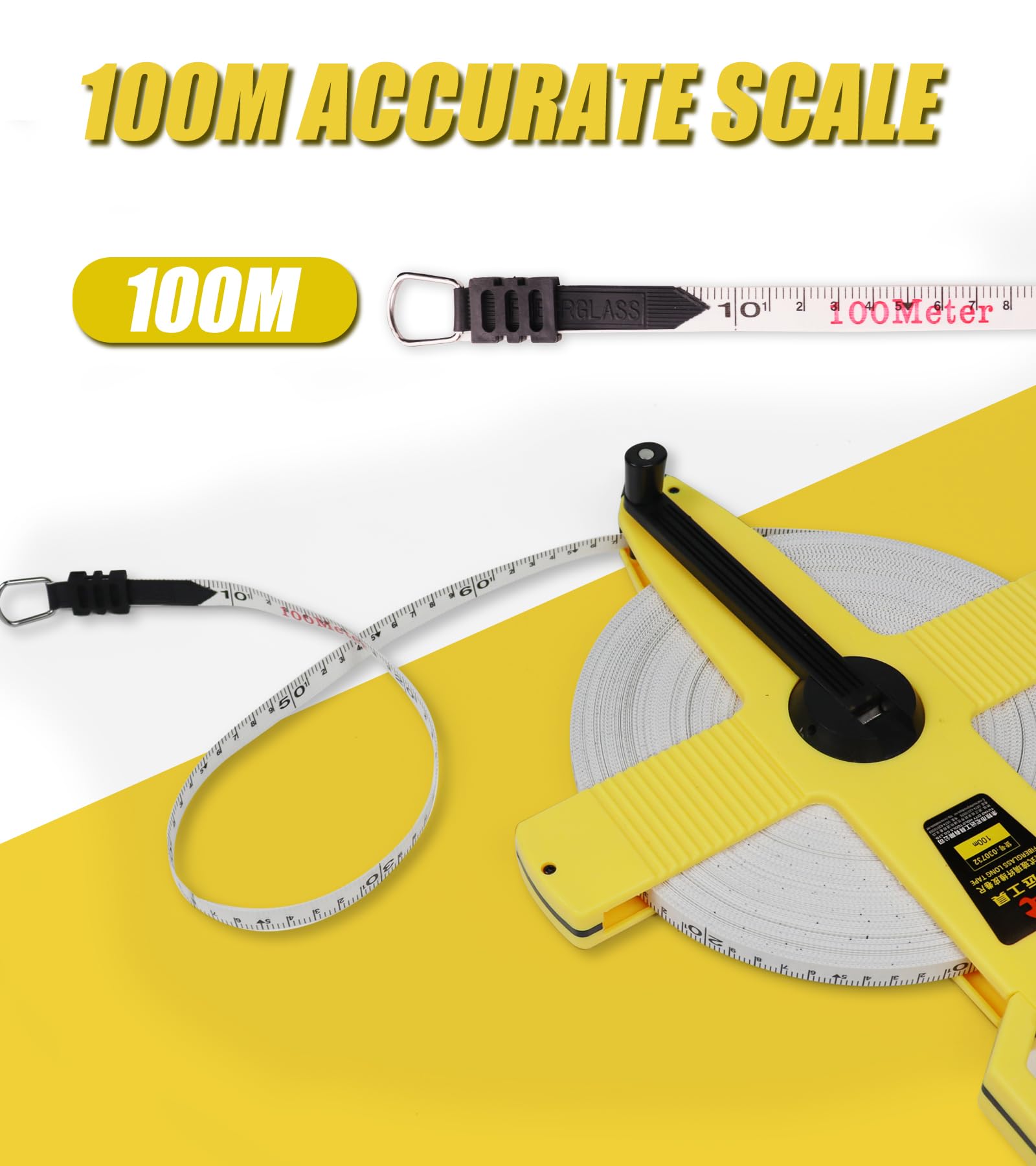 3X Speed 100M Fiberglass Tape Measure - for Construction & Landscaping
