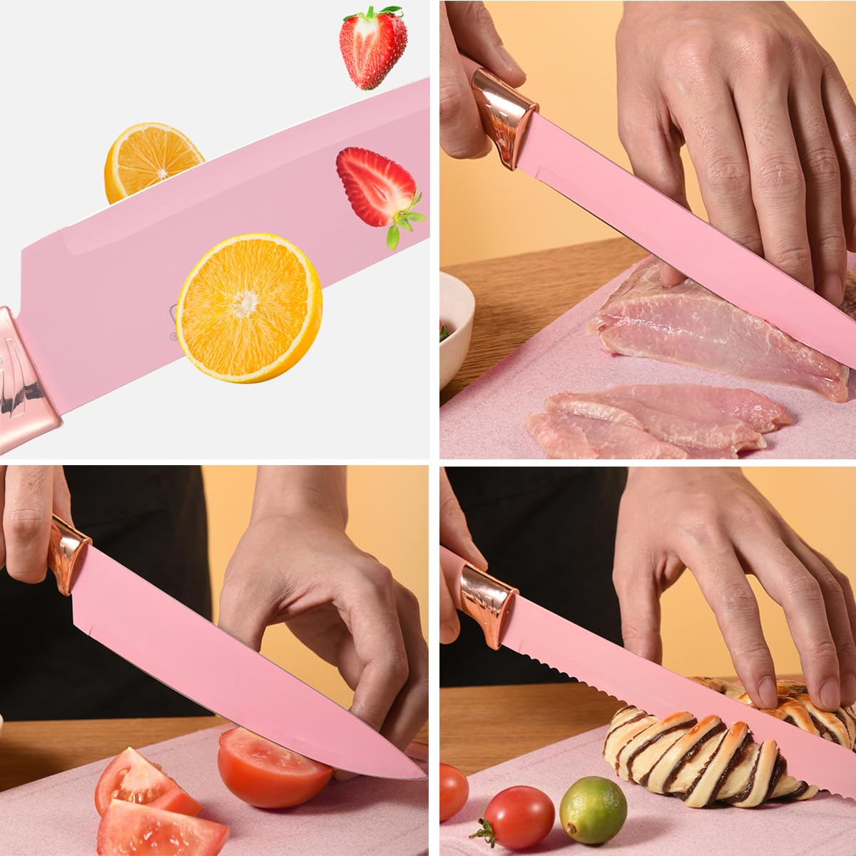 19-Piece Silicone Cooking Utensil Set with Wooden Handle - Non-Stick Heat Resistant Kitchen Tools for Baking & Cooking (Pink)