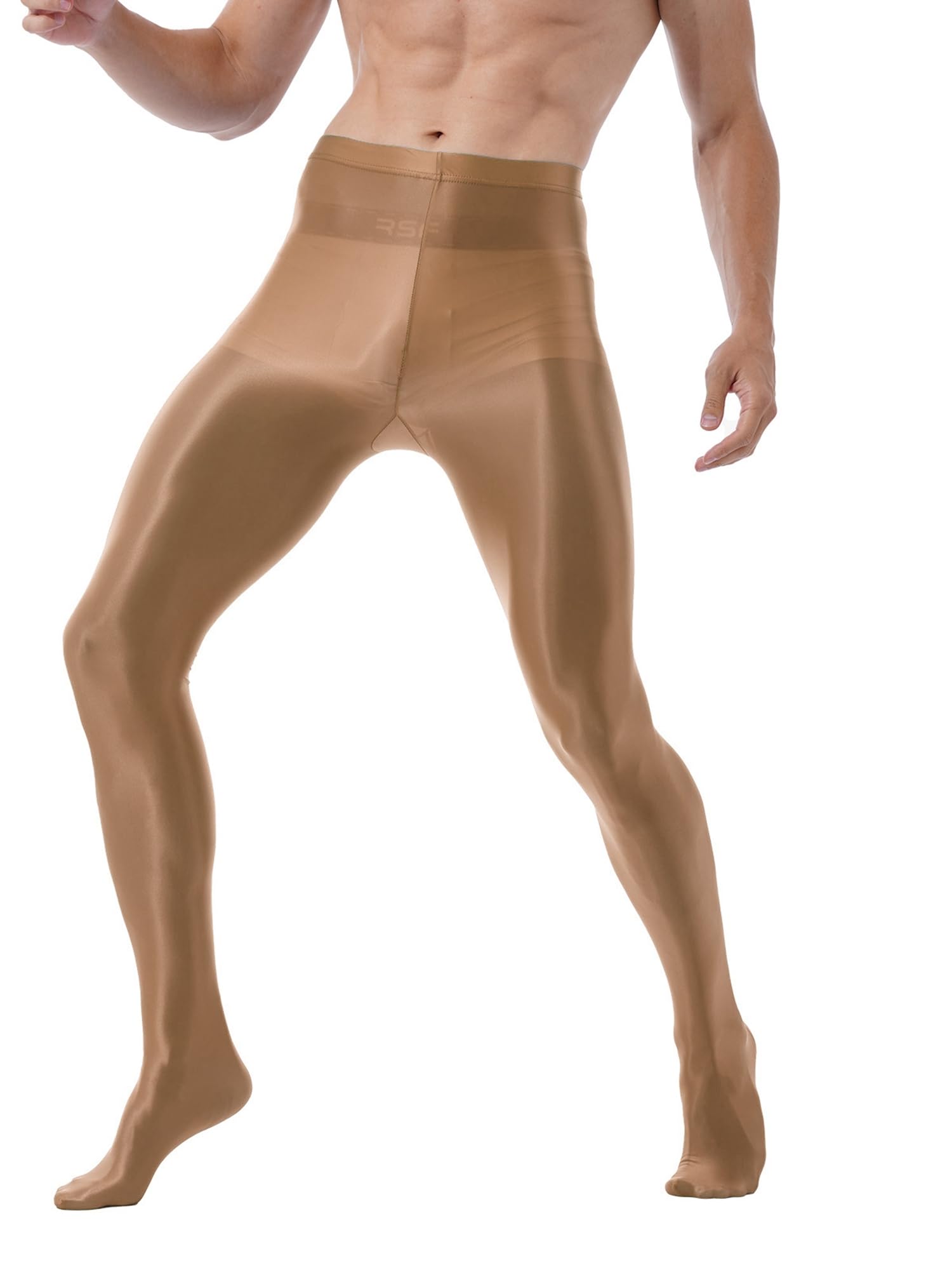 iiniim Men's Ultra Shiny Oil Glossy Pantyhose - High Elastic Opaque Tights & Stockings for Cosplay, Dance, and Fashion Outfits
