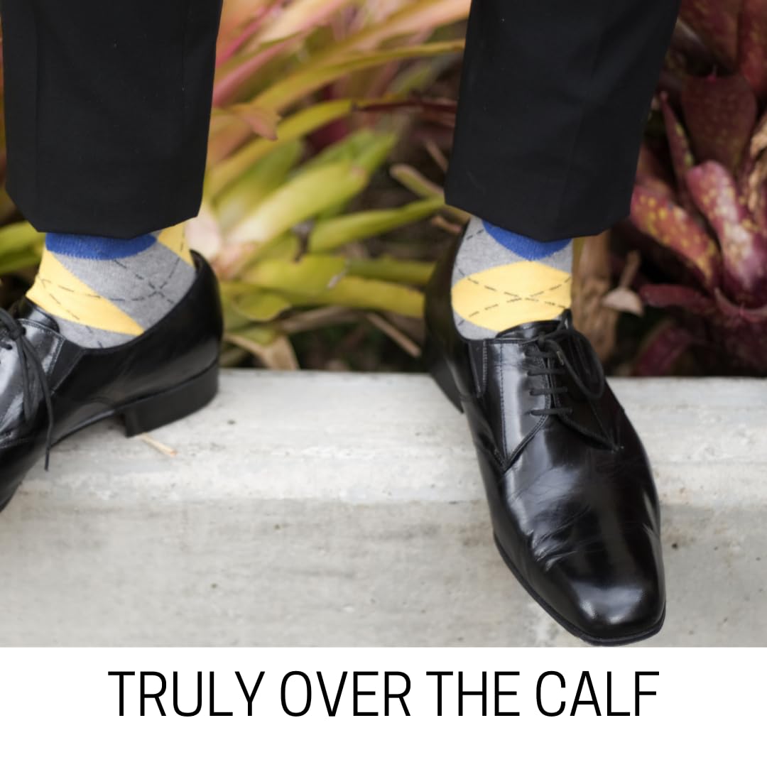 Premium Cotton Over the Calf Dress Socks for Men - 9 Pairs Pack | Stay-Up Long Socks for Business, Formal & Casual Wear | Comfortable & Durable Office & Dress Socks