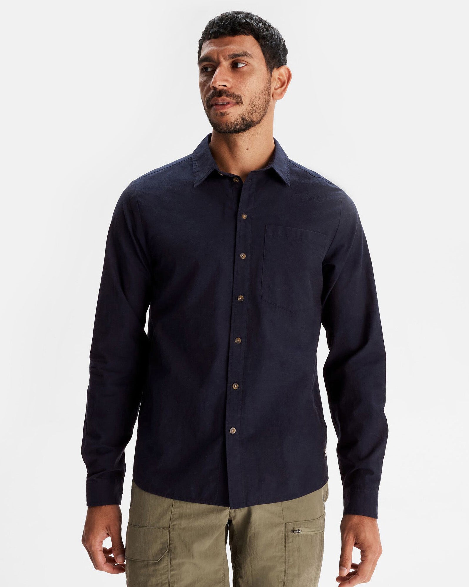 Men's Flaxton LT Long Sleeve Shirt - Pure Navy Blue | Comfortable Casual & Business Wear for Outdoor & Office