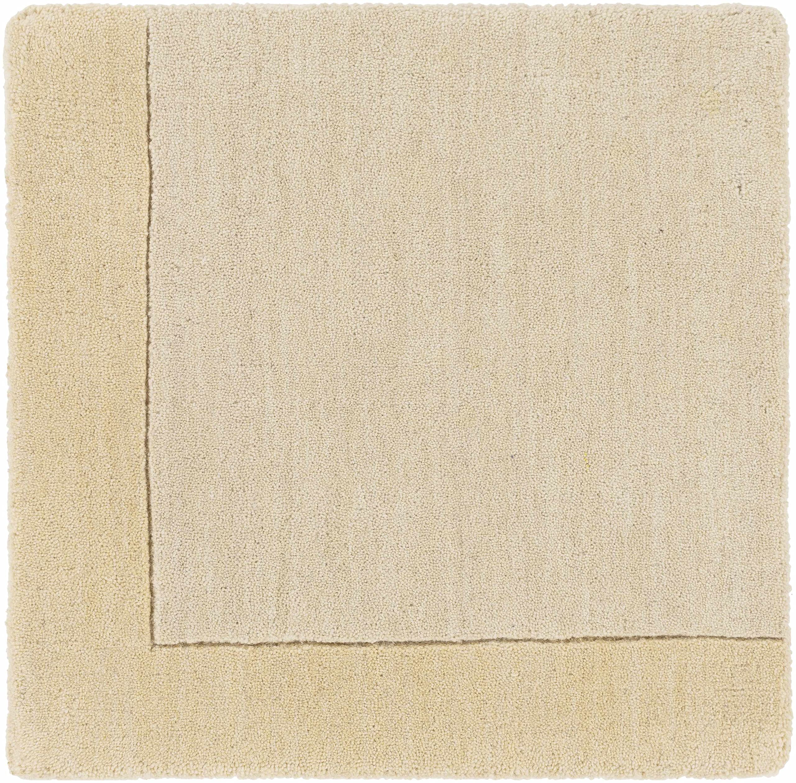 Hauteloom Slade Wool Area Rug 2' x 3' - Soft Beige Solid & Border Design for Living Room, Bedroom - Cozy Home Decor & Perfect for High Traffic Areas