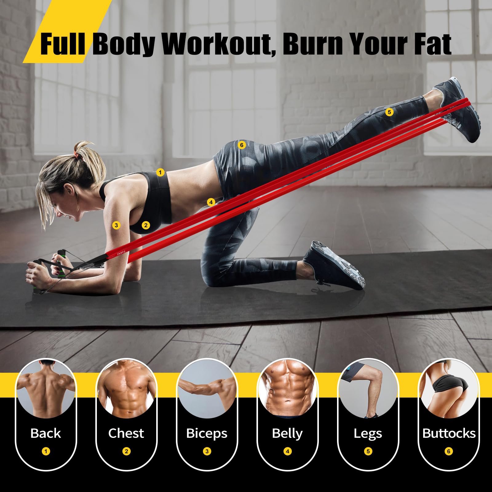 Premium Natural Latex Resistance Bands Set with Door Anchor & Handles - Heavy Duty Fitness Elastic Bands for Home Workouts, Strength Training, Yoga, and Physical Therapy