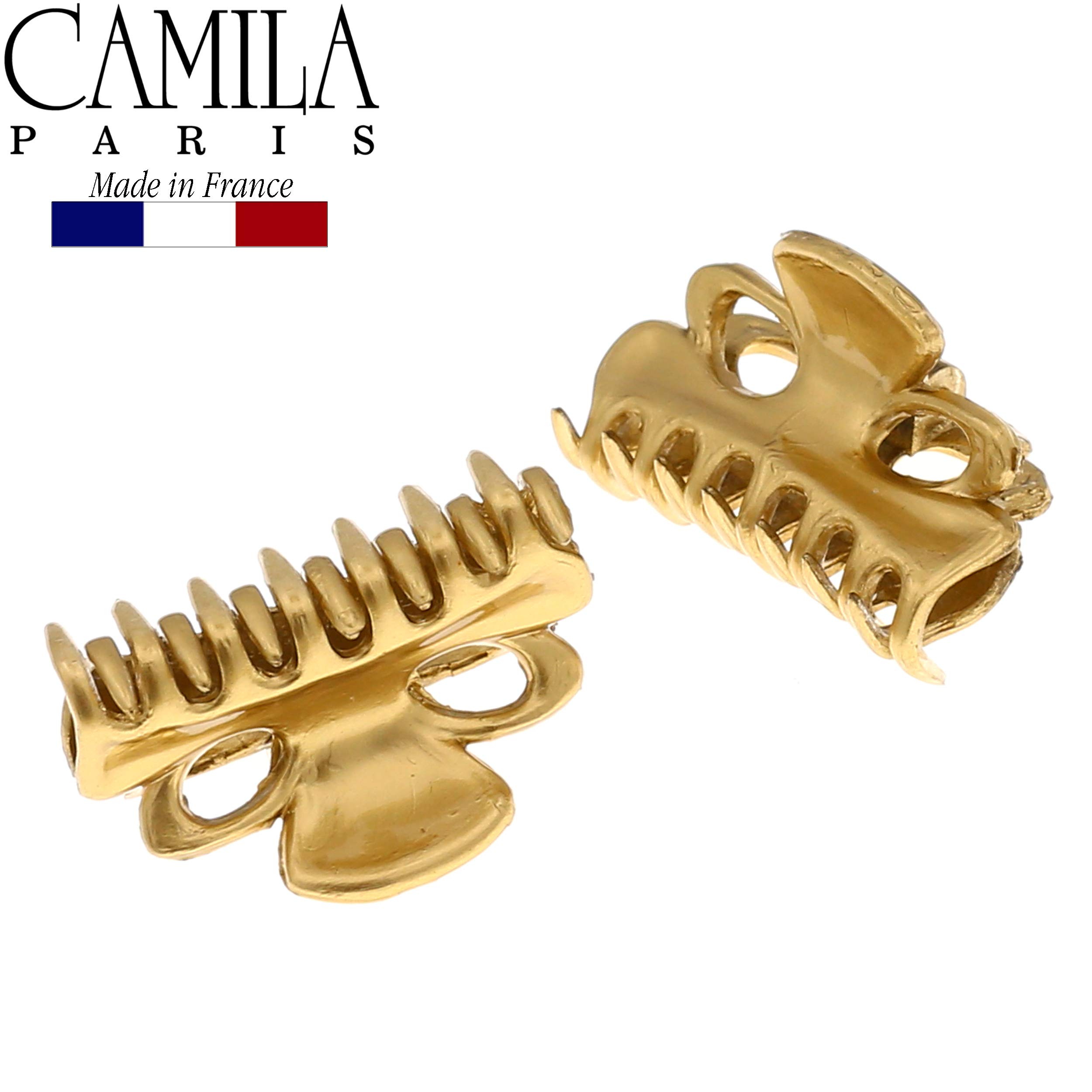 Camila Paris CP2921/2 French Hair Clips for Women - Set of 2 Small 1 Inch Gold Hair Claw Clips | Durable Fashion Hair Accessories with Strong Hold Grip | Made in France | Perfect for Everyday Styling, Updos, and Ponytails