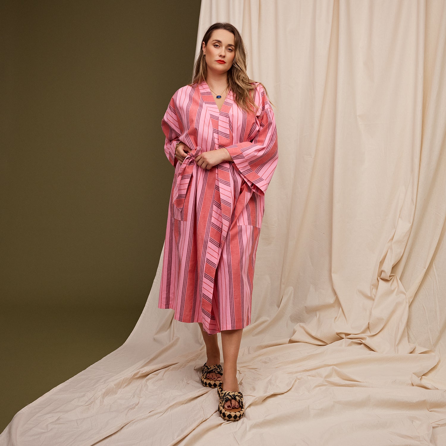 Brigitte Cotton Bath Robe for Women - Soft & Absorbent Scarlet Red Kimono Style Bathrobe - Perfect for Spa, Lounge & After Shower Relaxation
