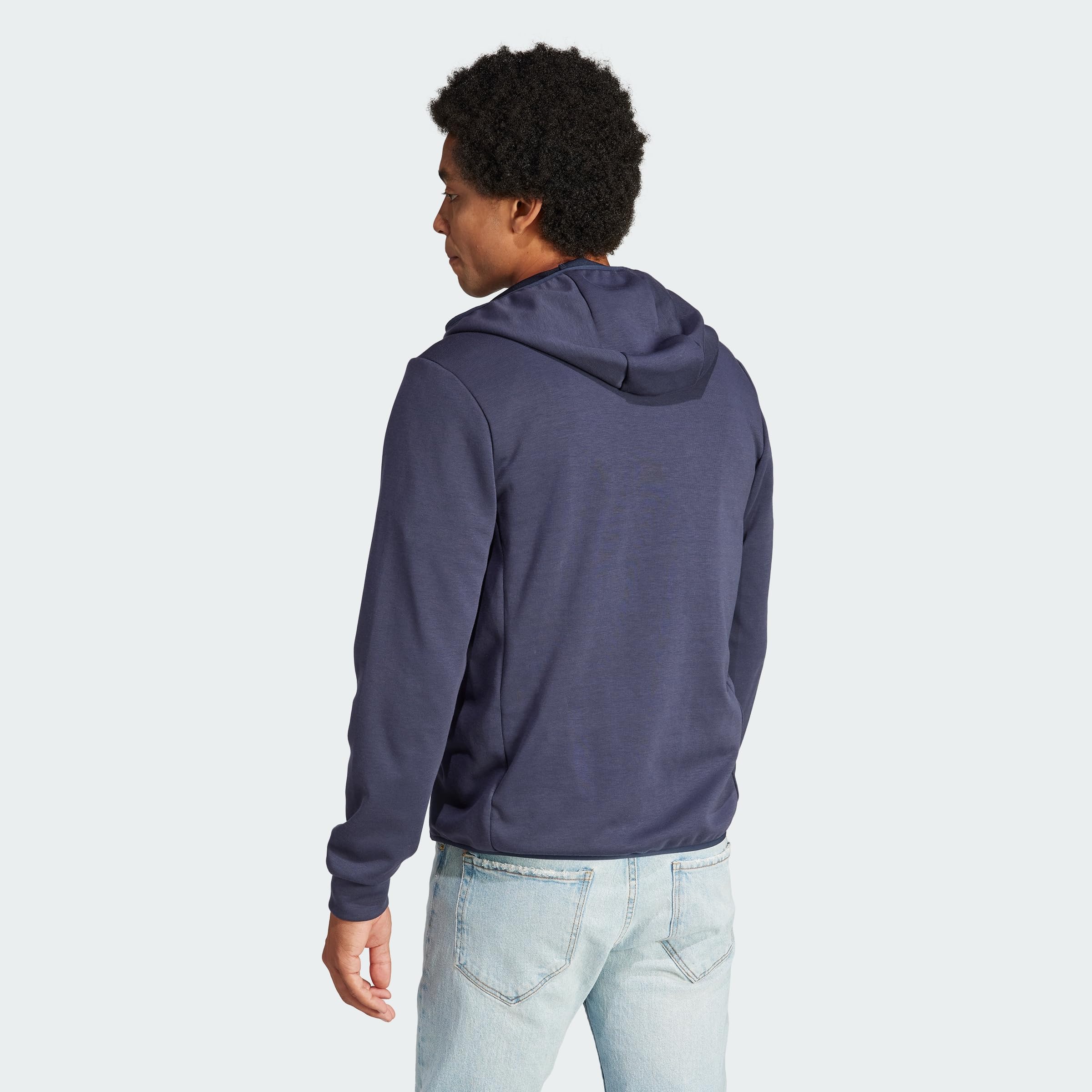 adidas Men's Essentials Hybrid Down Hooded Jacket - Lightweight Warm Winter Coat for Running, Hiking & Outdoor Activities