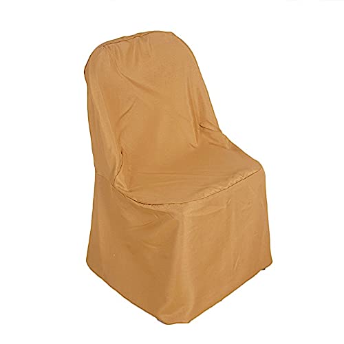 100-Pack Gold Polyester Folding Chair Covers - Elegant Wedding Reception Party Chair Linens & Decorations - Perfect for Banquets, Bridal Showers, and Special Events