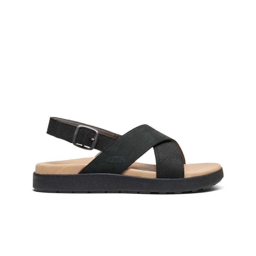 Women's Elle Luxe Cross Strap Sandals - Black/Black | Comfortable Summer Shoes for Beach, Vacation & Casual Outings