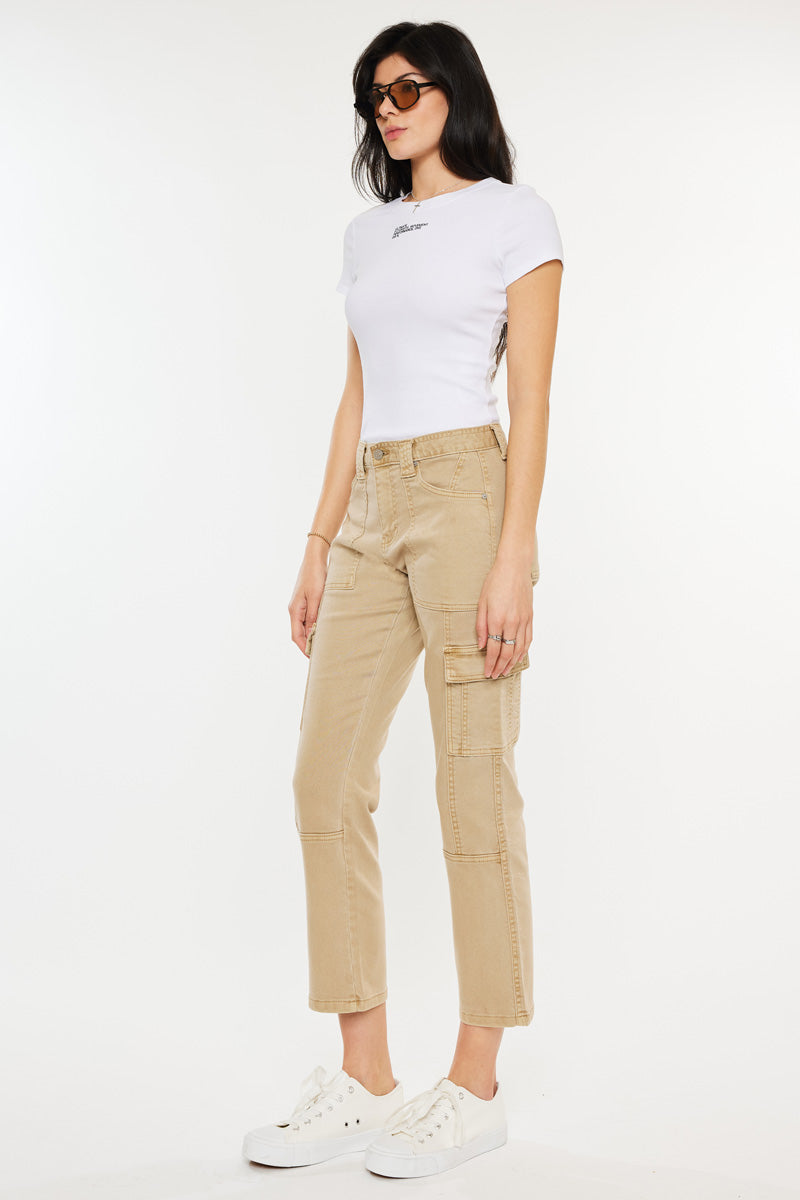 Lavinia Women's High Rise Slim Straight Leg Cargo Pants - Stretch Comfort Fit for Work, Hiking & Casual Wear