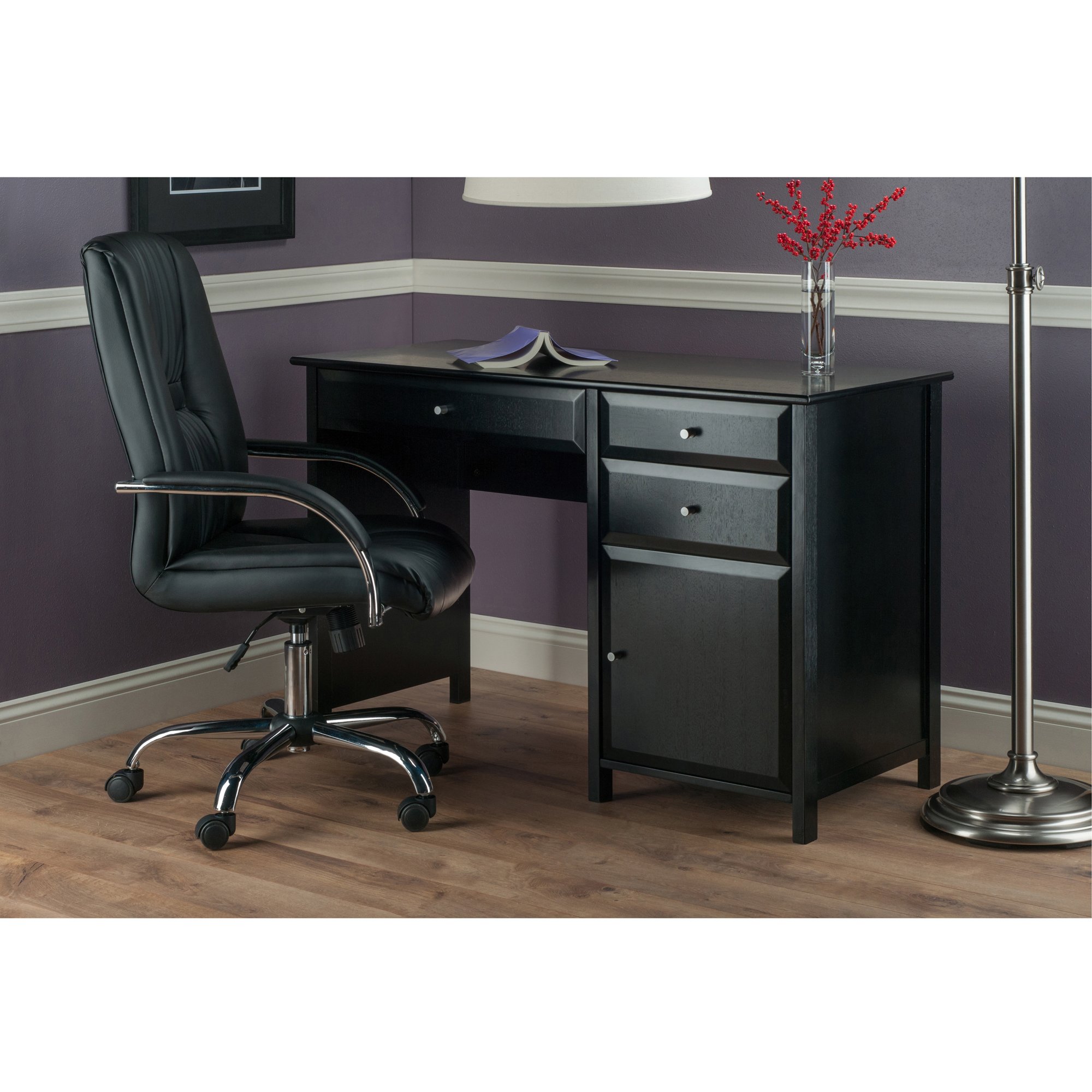 Winsome Delta Home Office Desk, Black - Modern Writing Desk for Small Spaces, Home Office & Study Room
